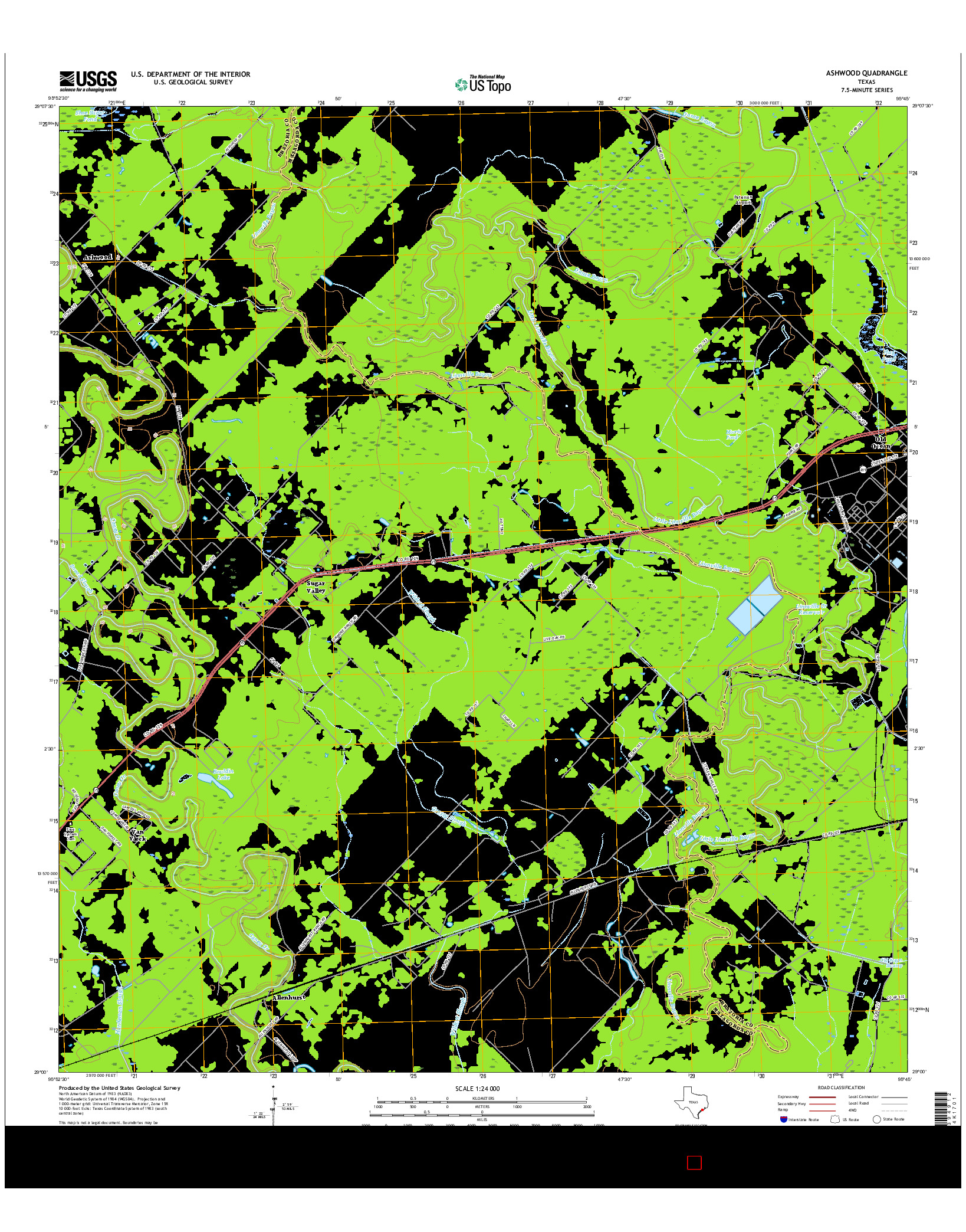 USGS US TOPO 7.5-MINUTE MAP FOR ASHWOOD, TX 2016