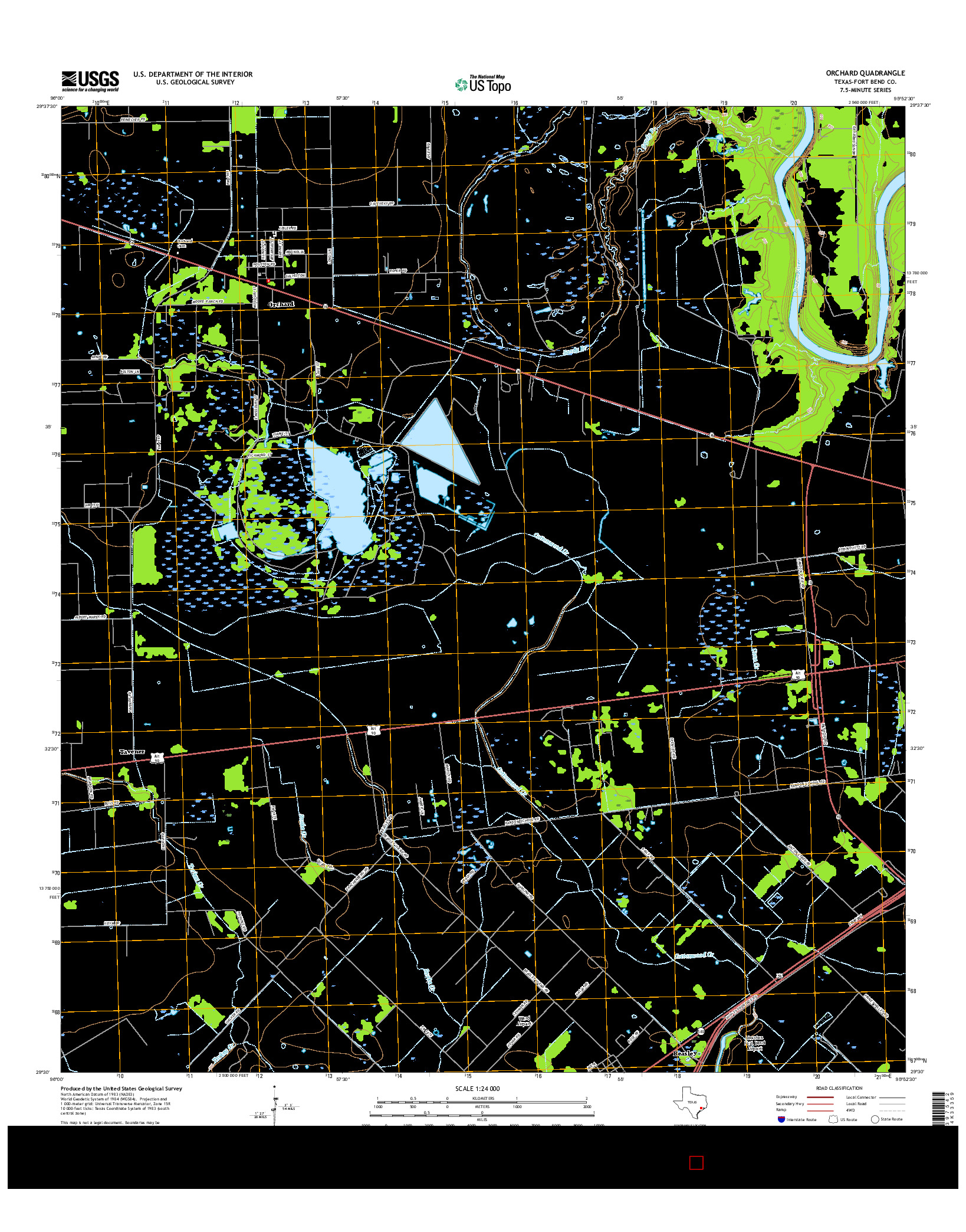 USGS US TOPO 7.5-MINUTE MAP FOR ORCHARD, TX 2016