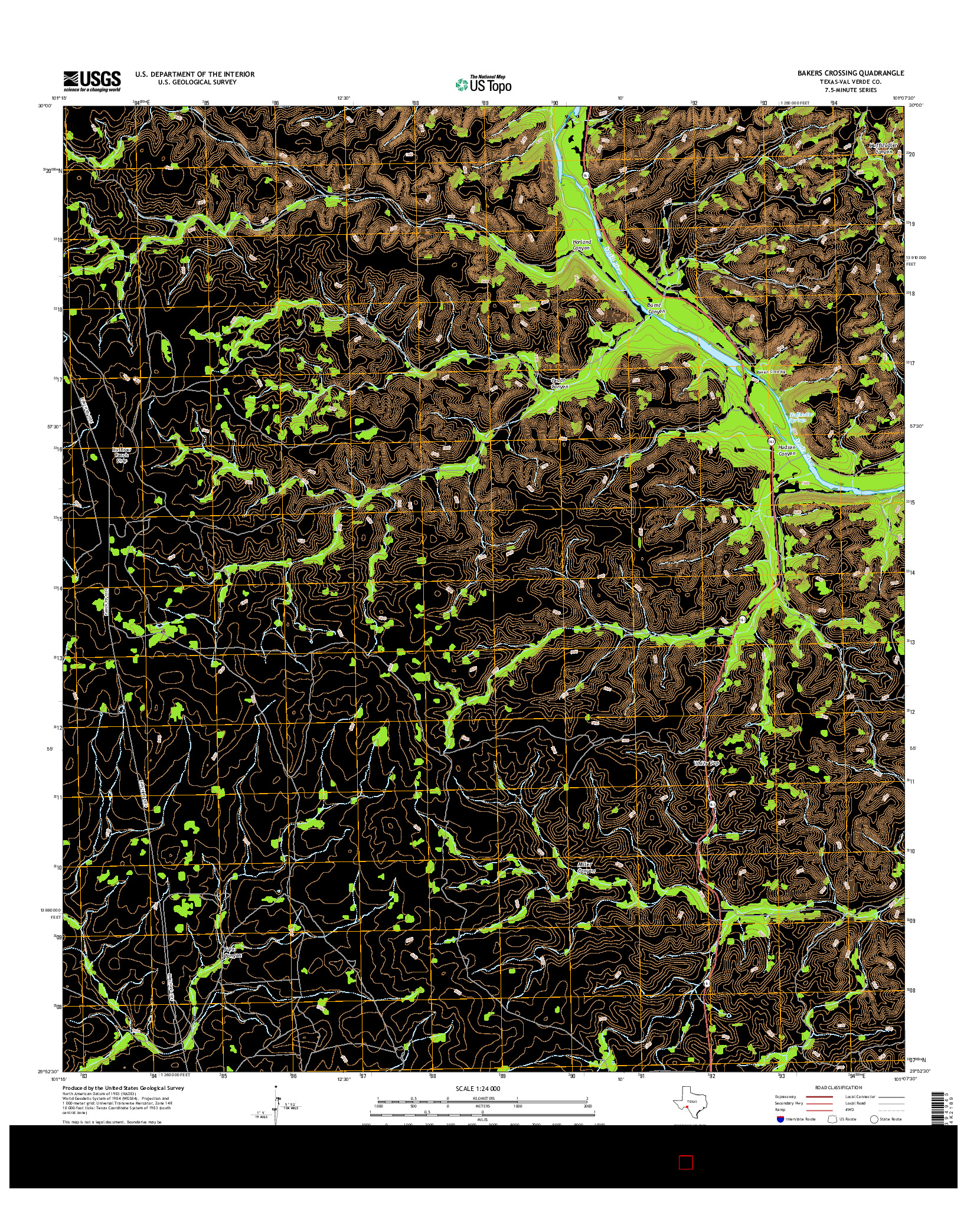 USGS US TOPO 7.5-MINUTE MAP FOR BAKERS CROSSING, TX 2016