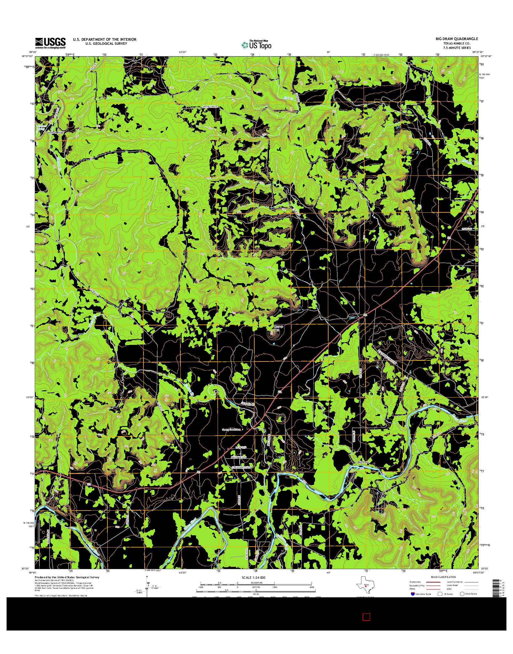 USGS US TOPO 7.5-MINUTE MAP FOR BIG DRAW, TX 2016