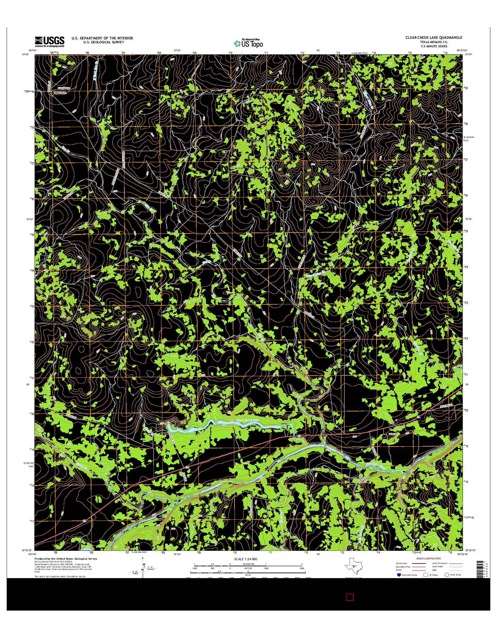 USGS US TOPO 7.5-MINUTE MAP FOR CLEAR CREEK LAKE, TX 2016