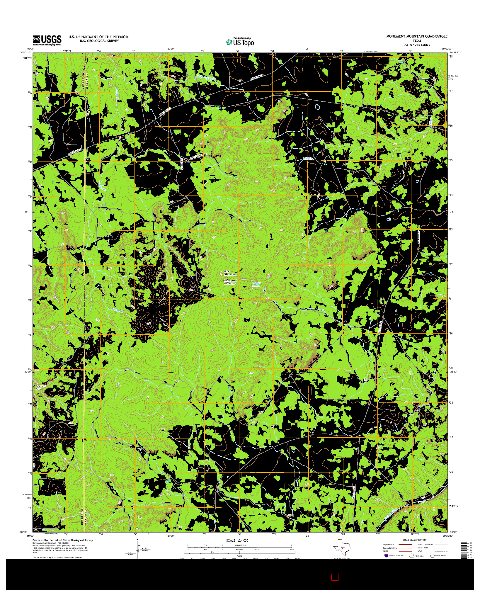 USGS US TOPO 7.5-MINUTE MAP FOR MONUMENT MOUNTAIN, TX 2016