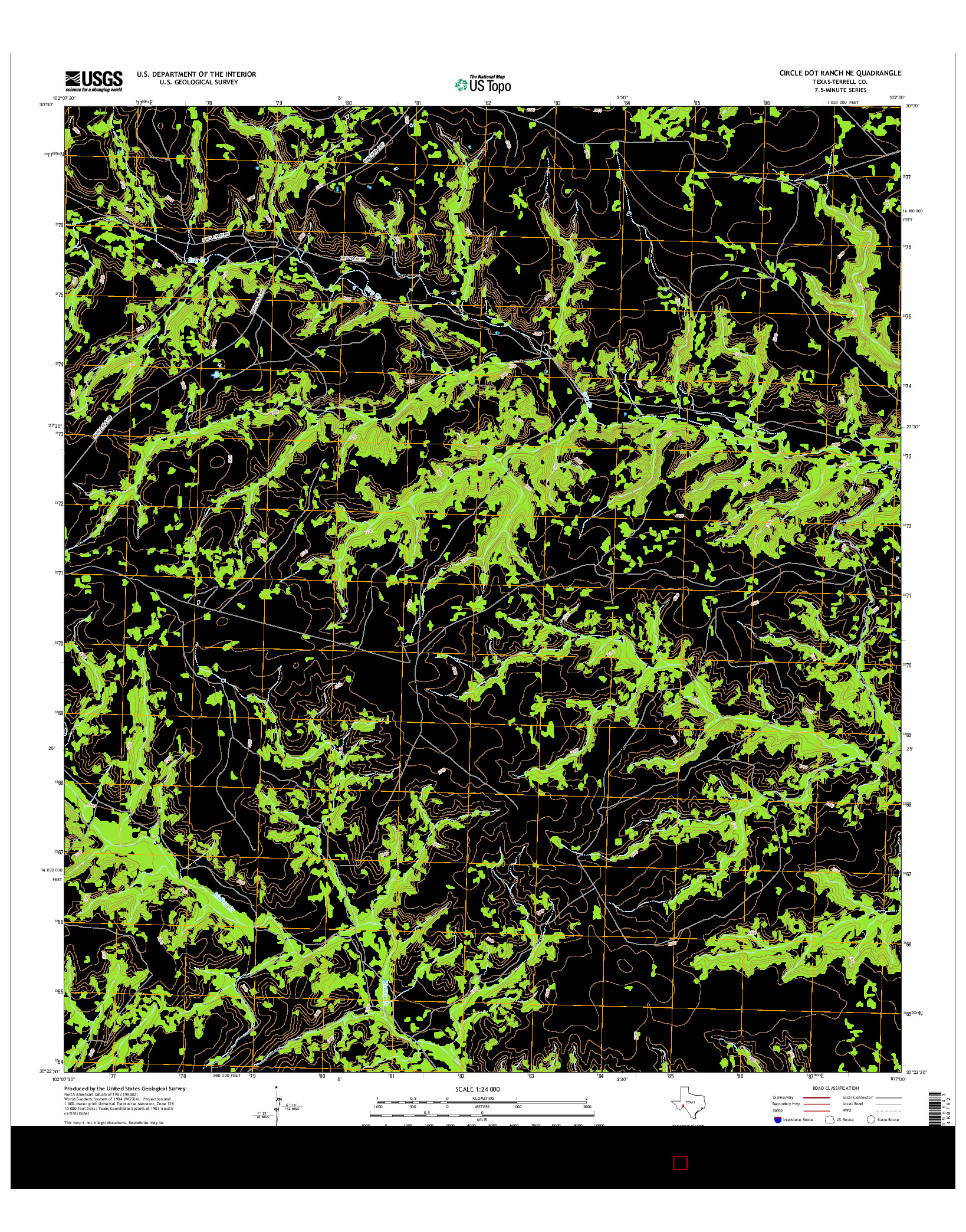 USGS US TOPO 7.5-MINUTE MAP FOR CIRCLE DOT RANCH NE, TX 2016