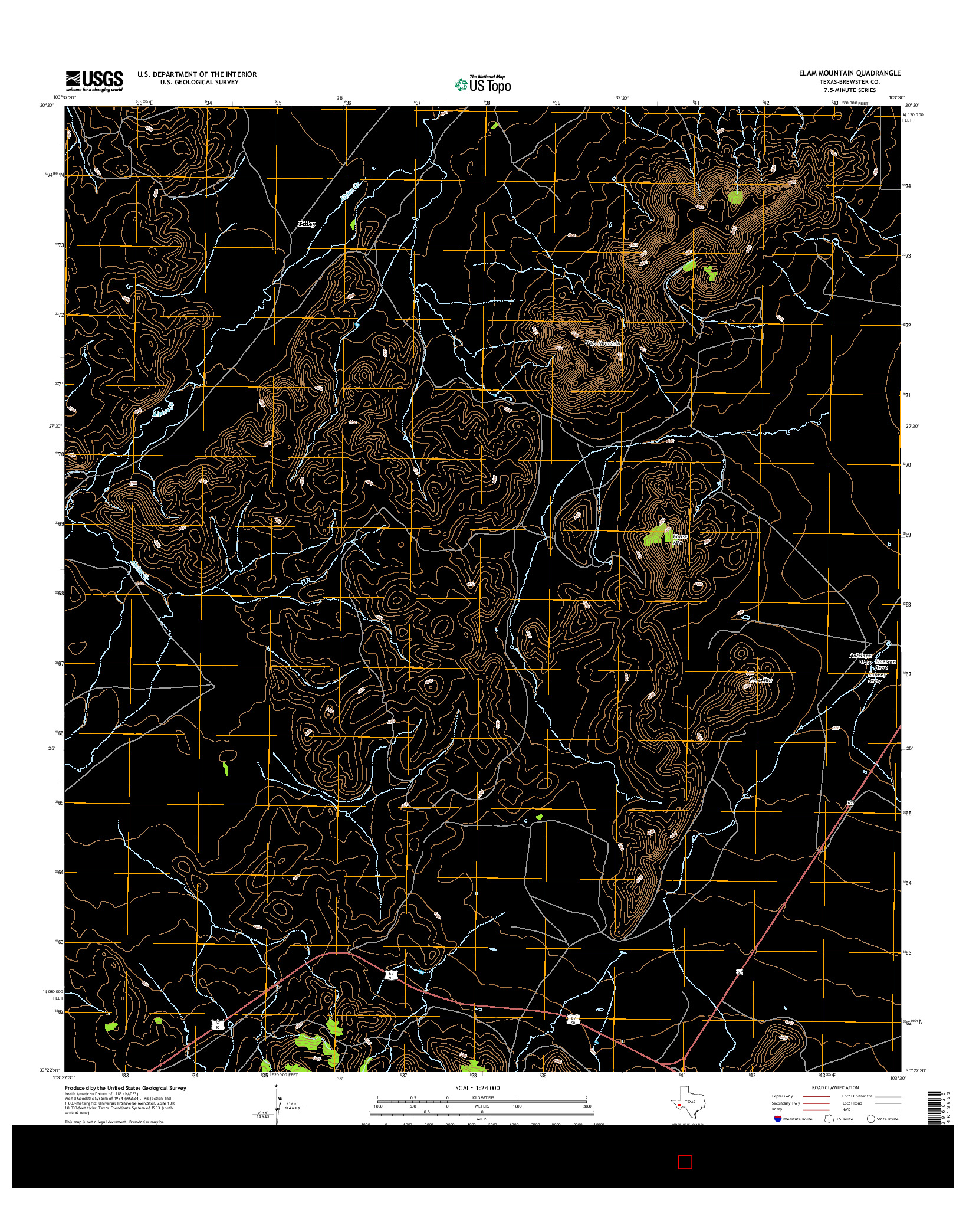 USGS US TOPO 7.5-MINUTE MAP FOR ELAM MOUNTAIN, TX 2016