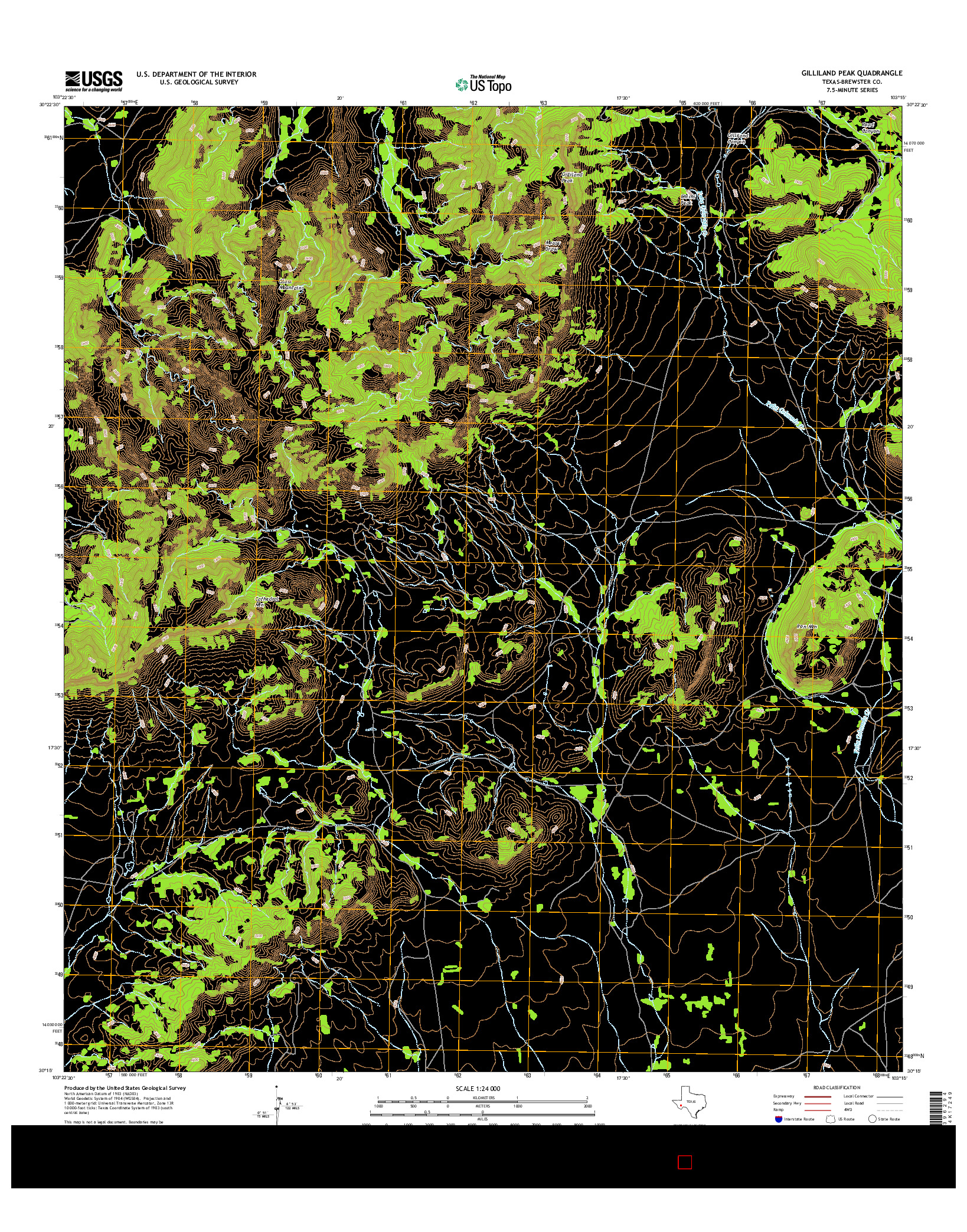 USGS US TOPO 7.5-MINUTE MAP FOR GILLILAND PEAK, TX 2016