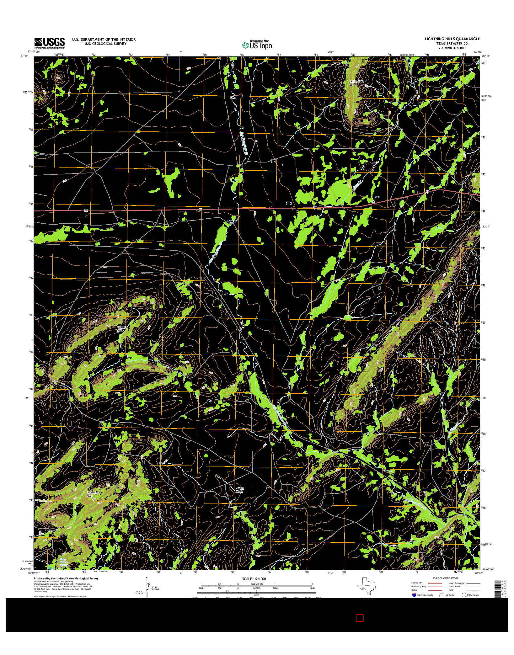 USGS US TOPO 7.5-MINUTE MAP FOR LIGHTNING HILLS, TX 2016