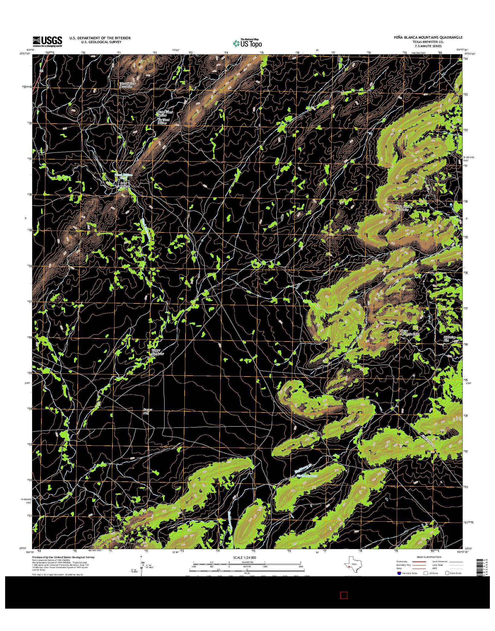 USGS US TOPO 7.5-MINUTE MAP FOR PEñA BLANCA MOUNTAINS, TX 2016