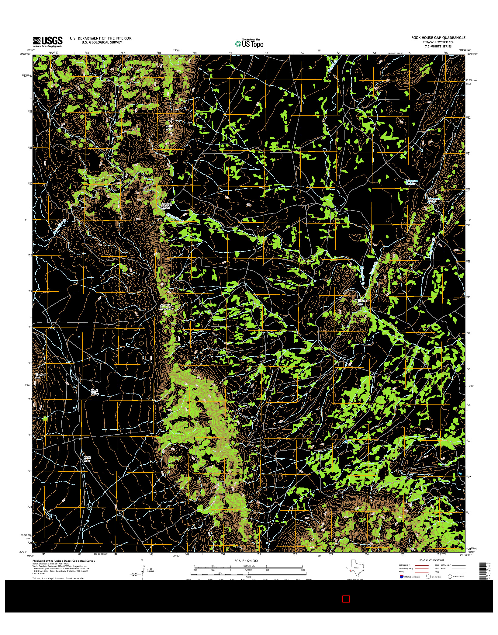 USGS US TOPO 7.5-MINUTE MAP FOR ROCK HOUSE GAP, TX 2016