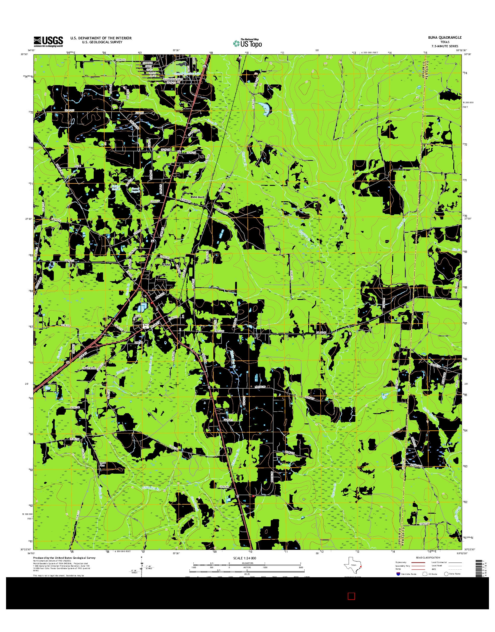 USGS US TOPO 7.5-MINUTE MAP FOR BUNA, TX 2016