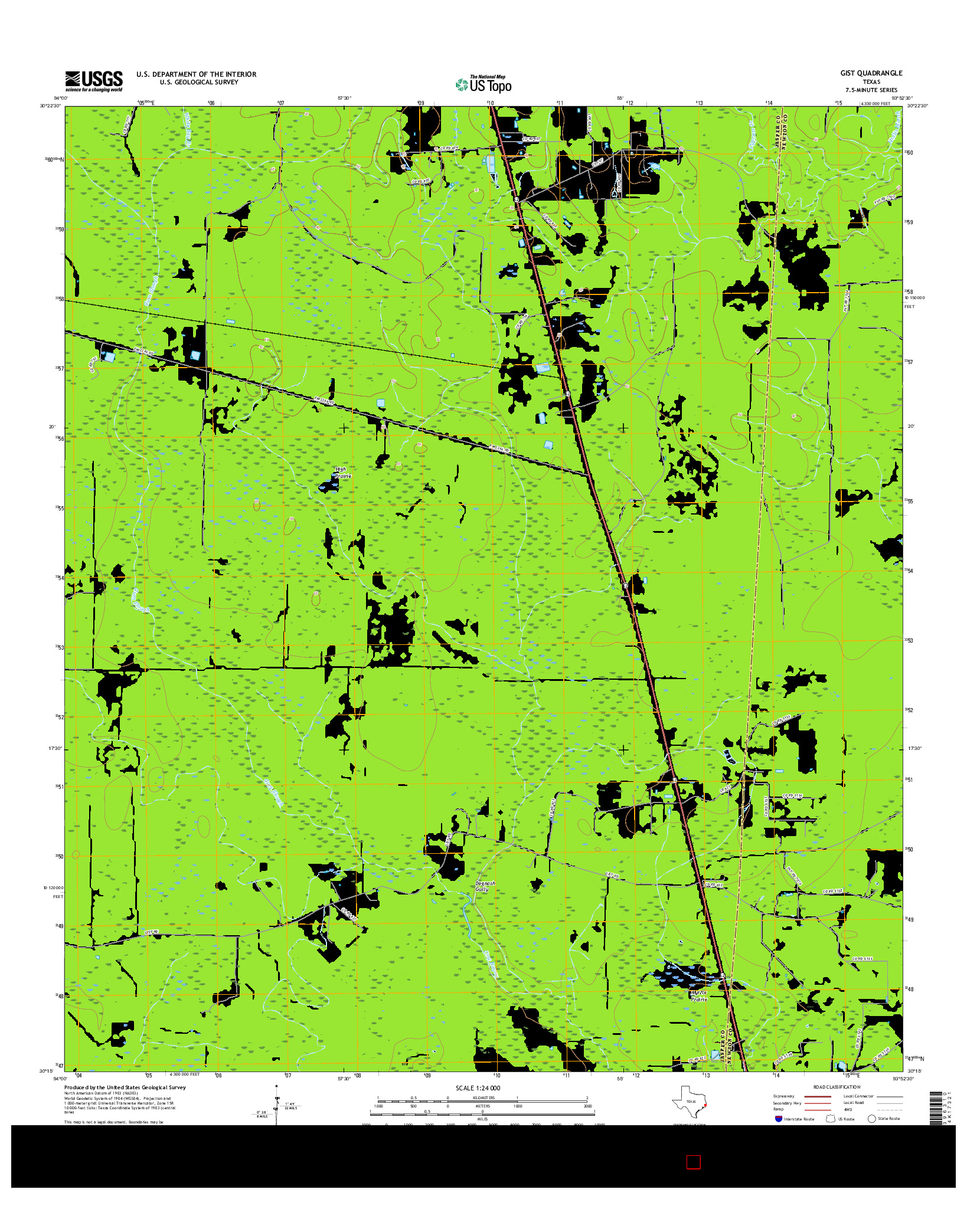 USGS US TOPO 7.5-MINUTE MAP FOR GIST, TX 2016