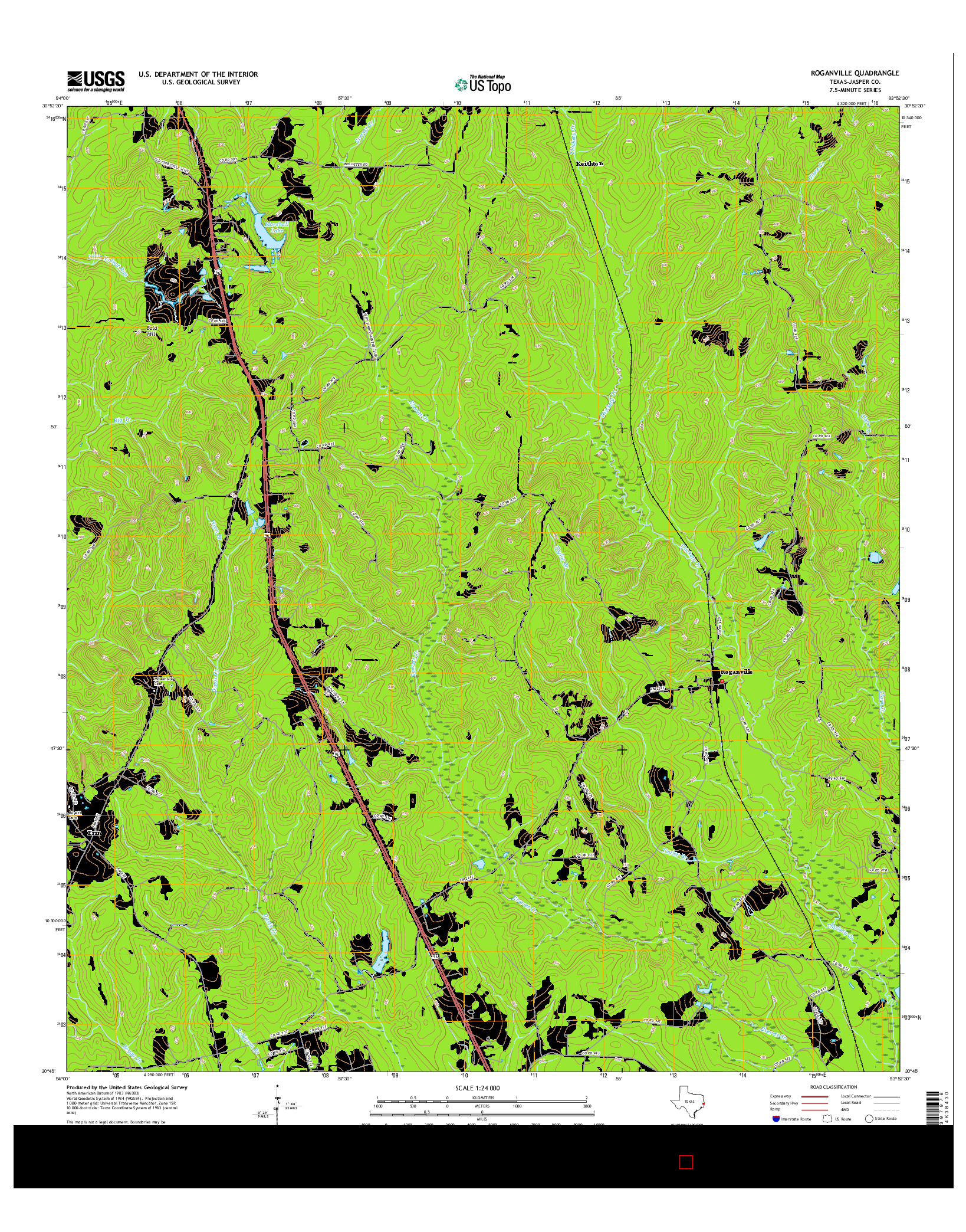 USGS US TOPO 7.5-MINUTE MAP FOR ROGANVILLE, TX 2016