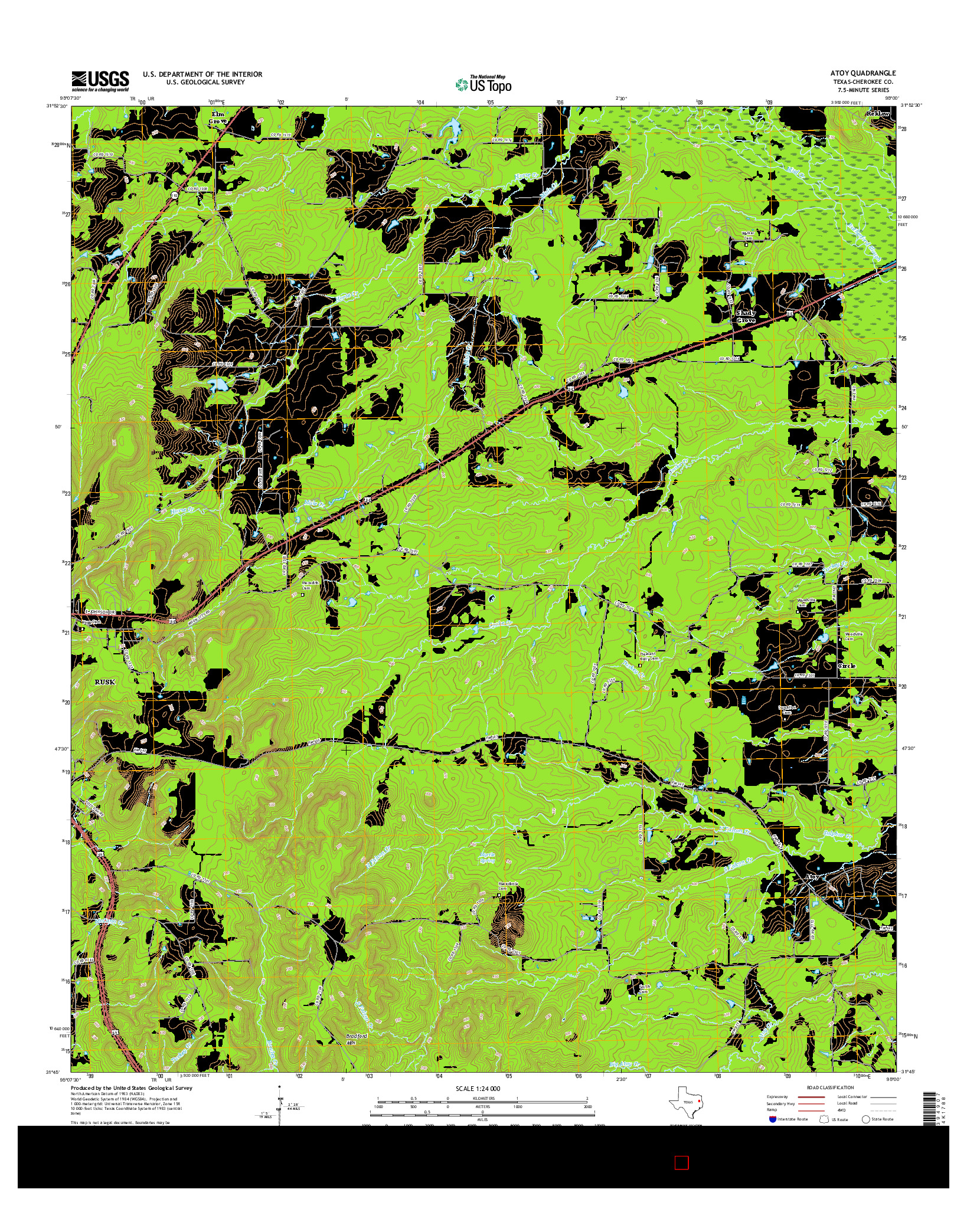 USGS US TOPO 7.5-MINUTE MAP FOR ATOY, TX 2016