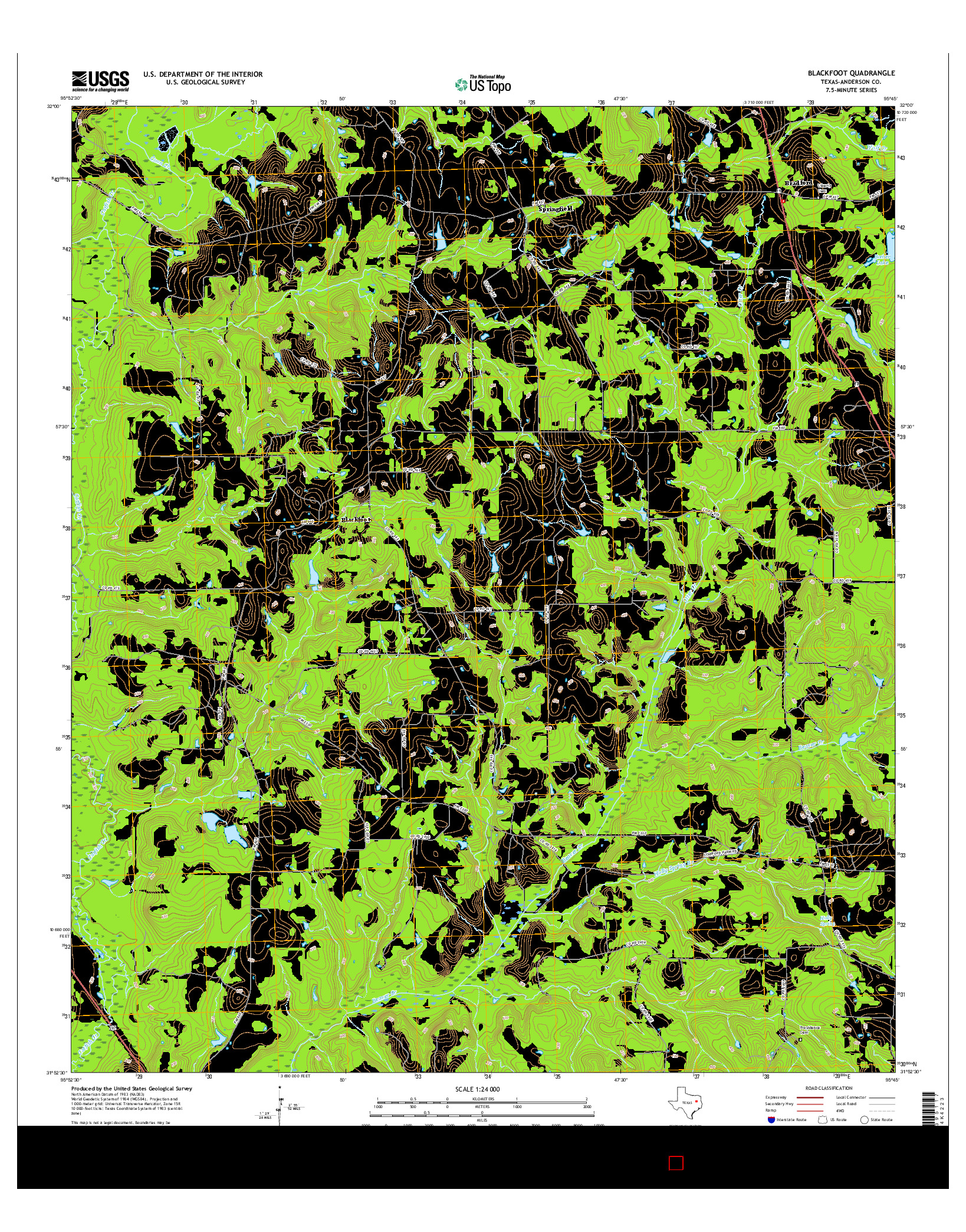 USGS US TOPO 7.5-MINUTE MAP FOR BLACKFOOT, TX 2016