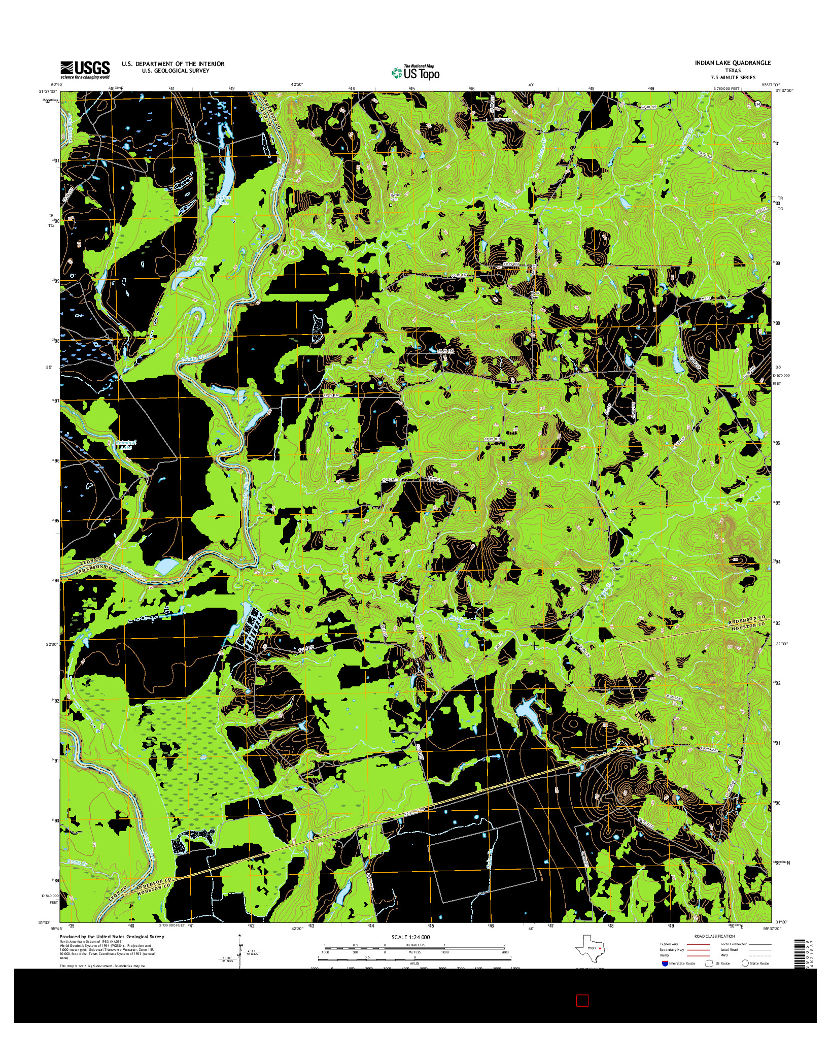 USGS US TOPO 7.5-MINUTE MAP FOR INDIAN LAKE, TX 2016