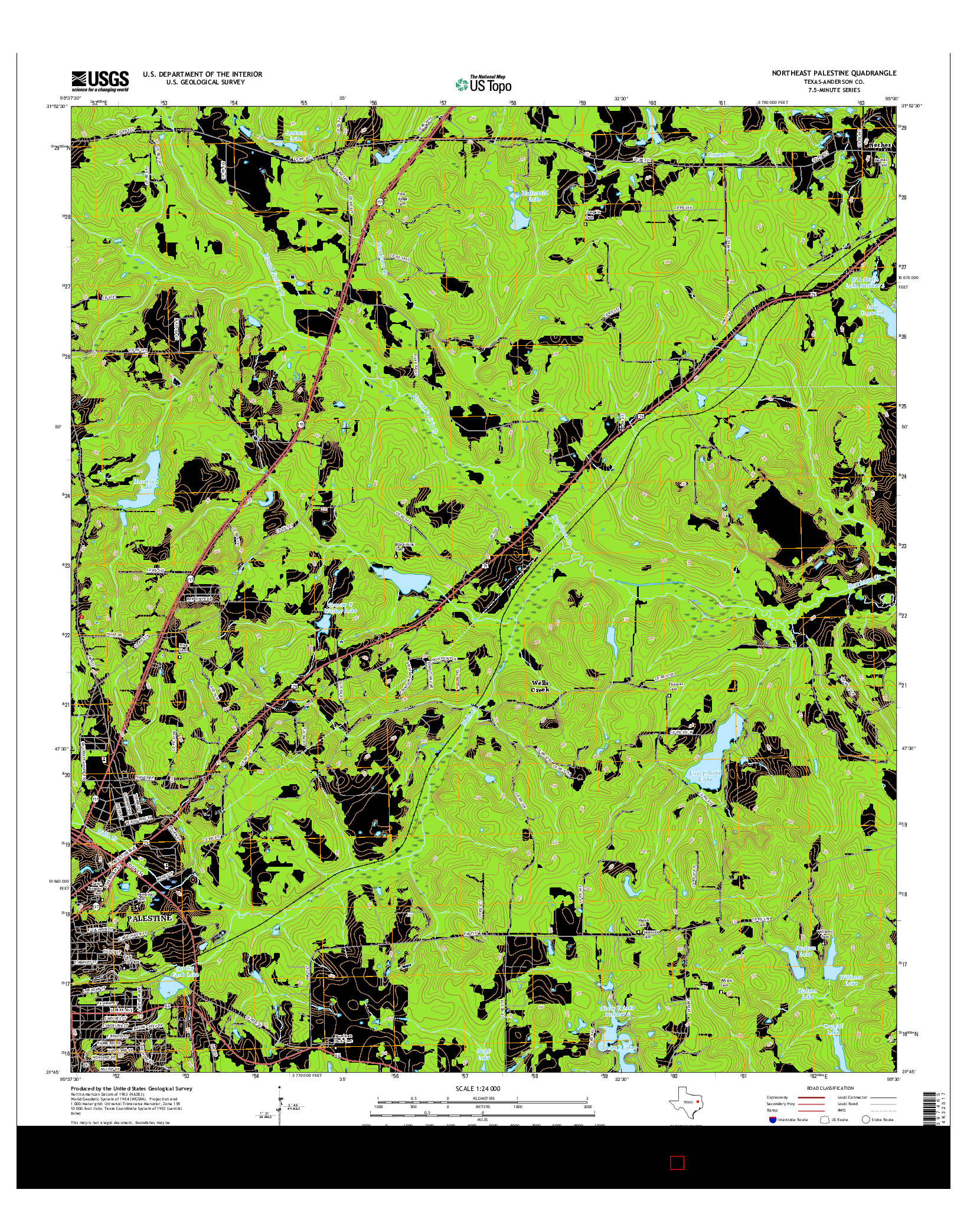 USGS US TOPO 7.5-MINUTE MAP FOR NORTHEAST PALESTINE, TX 2016