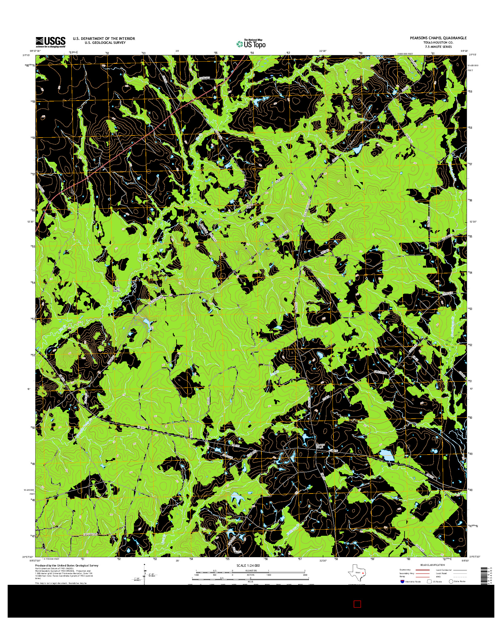 USGS US TOPO 7.5-MINUTE MAP FOR PEARSONS CHAPEL, TX 2016