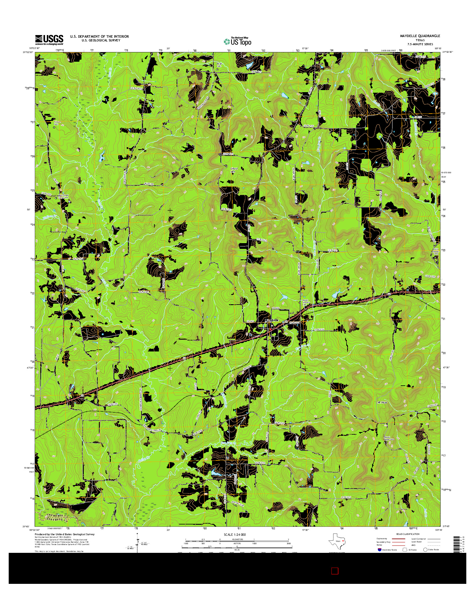 USGS US TOPO 7.5-MINUTE MAP FOR MAYDELLE, TX 2016