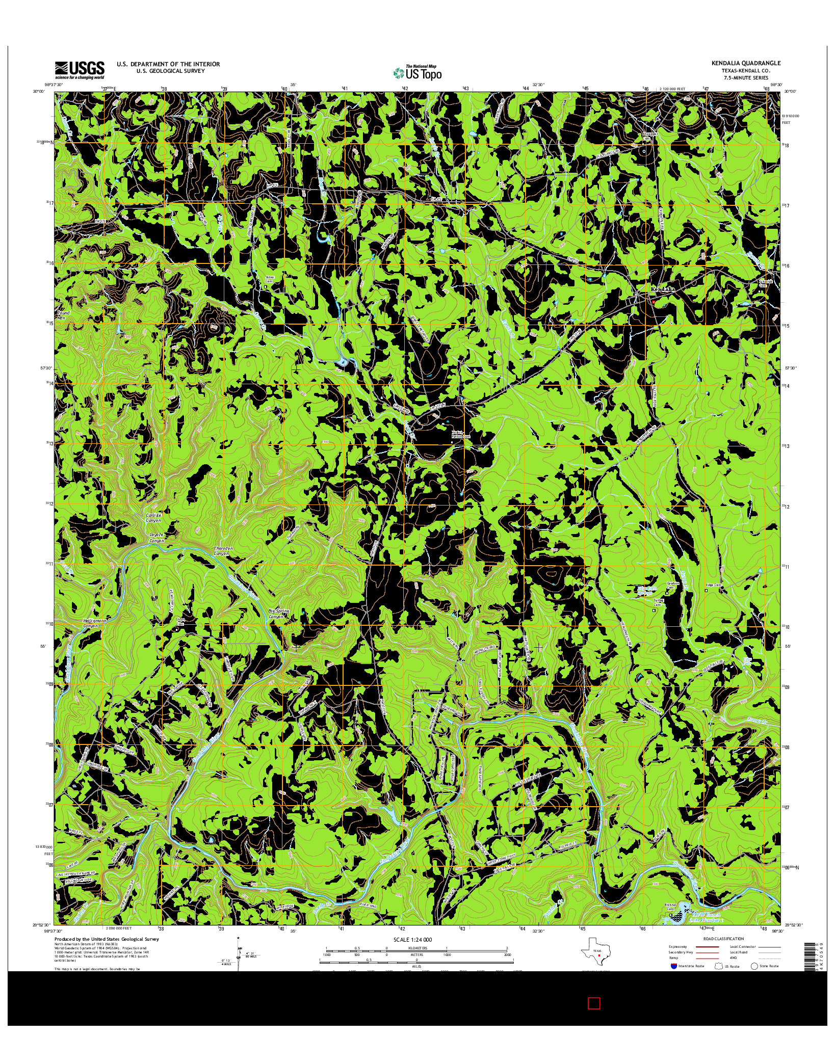 USGS US TOPO 7.5-MINUTE MAP FOR KENDALIA, TX 2016