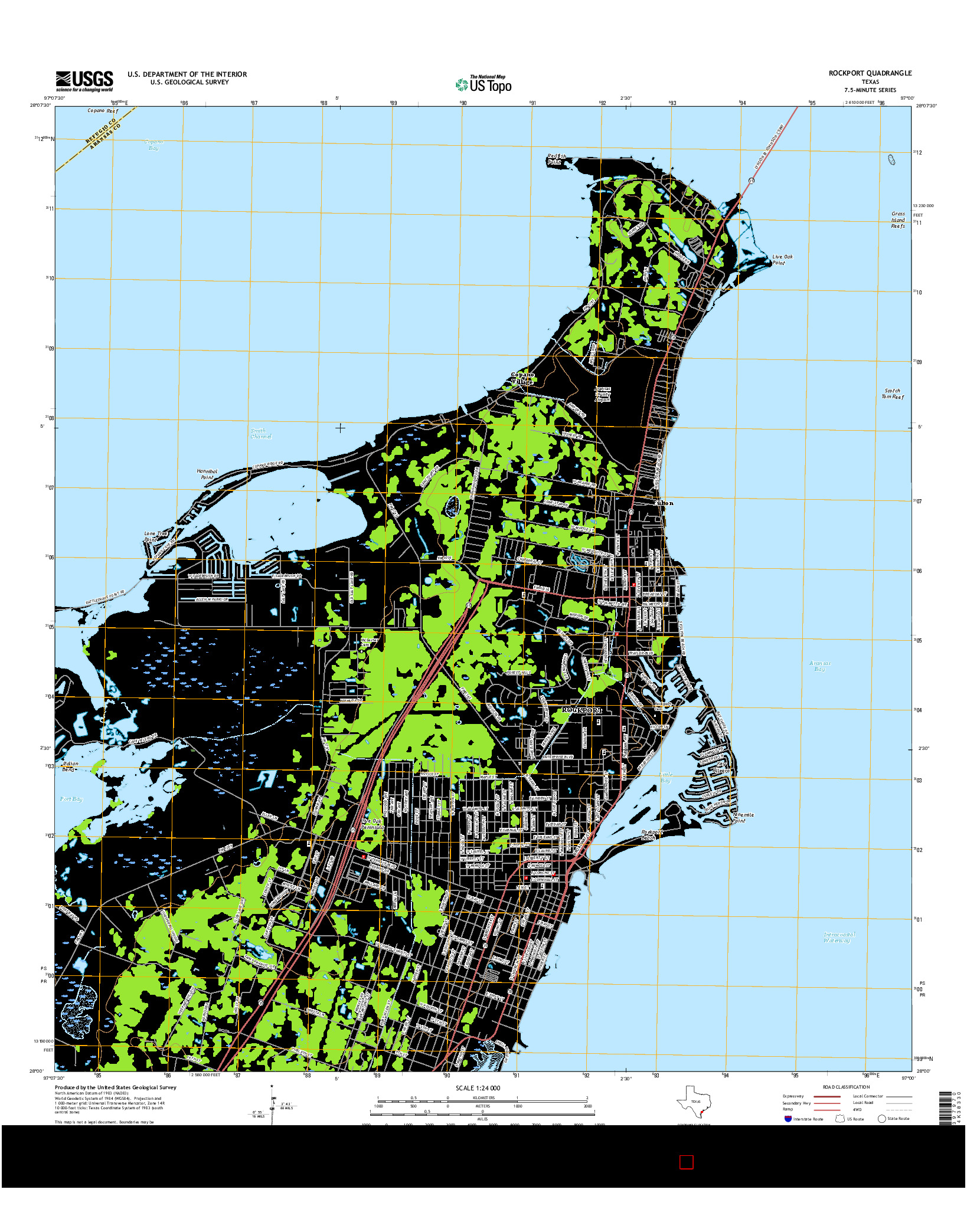 USGS US TOPO 7.5-MINUTE MAP FOR ROCKPORT, TX 2016