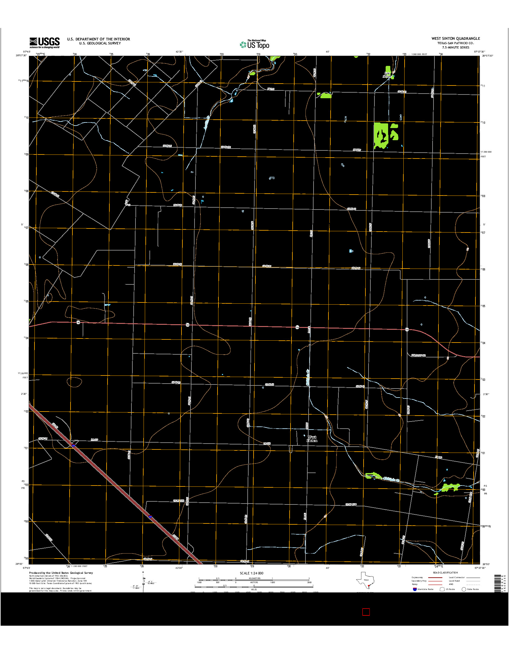 USGS US TOPO 7.5-MINUTE MAP FOR WEST SINTON, TX 2016