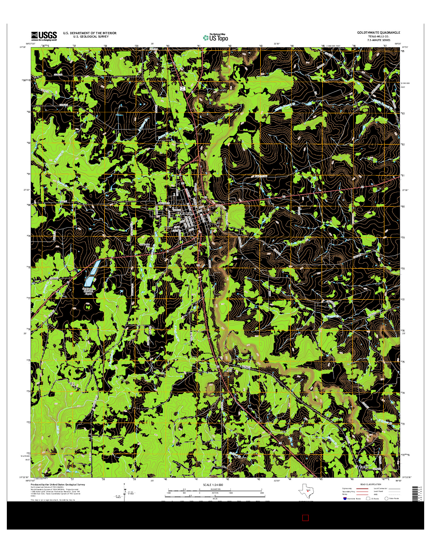 USGS US TOPO 7.5-MINUTE MAP FOR GOLDTHWAITE, TX 2016