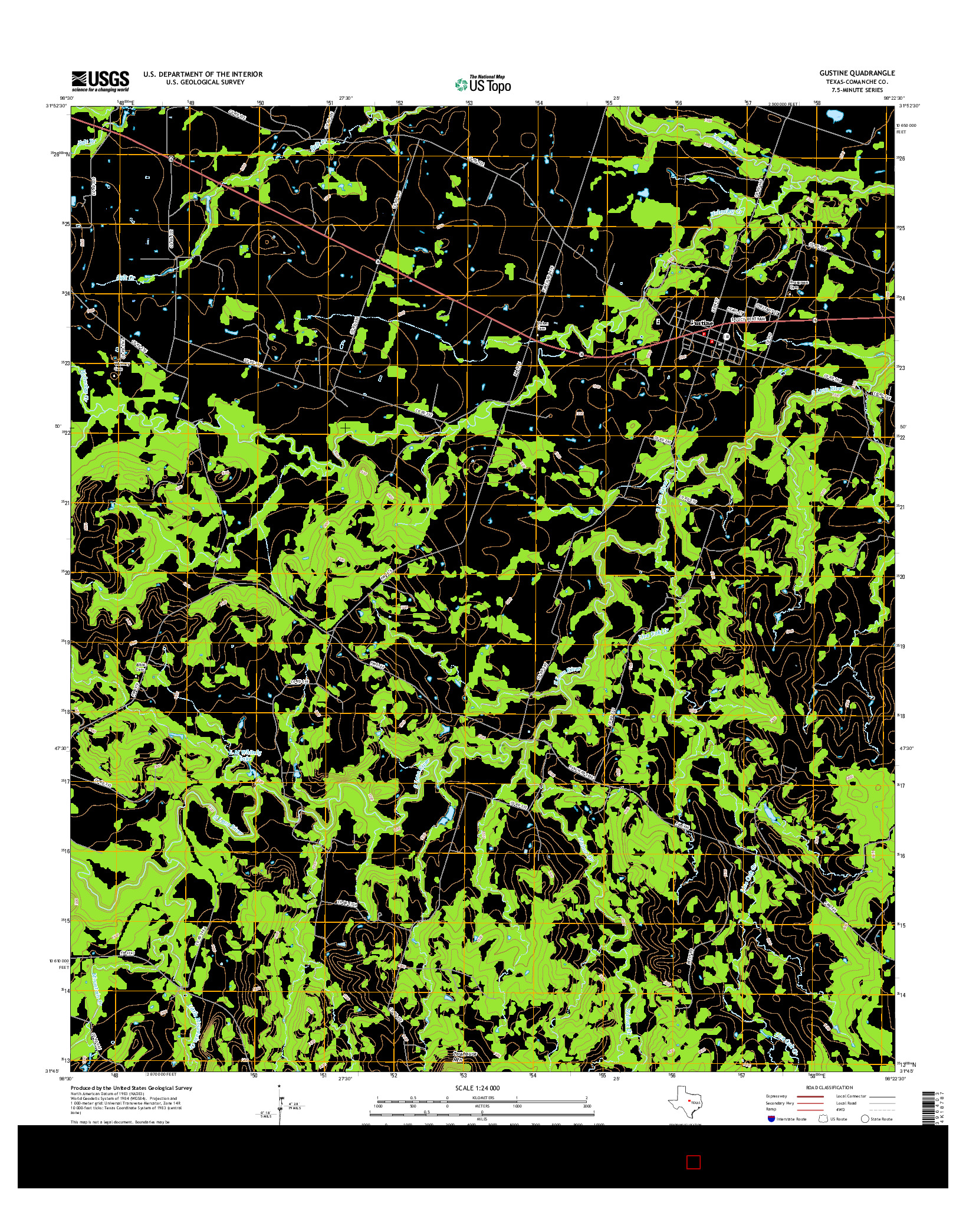 USGS US TOPO 7.5-MINUTE MAP FOR GUSTINE, TX 2016