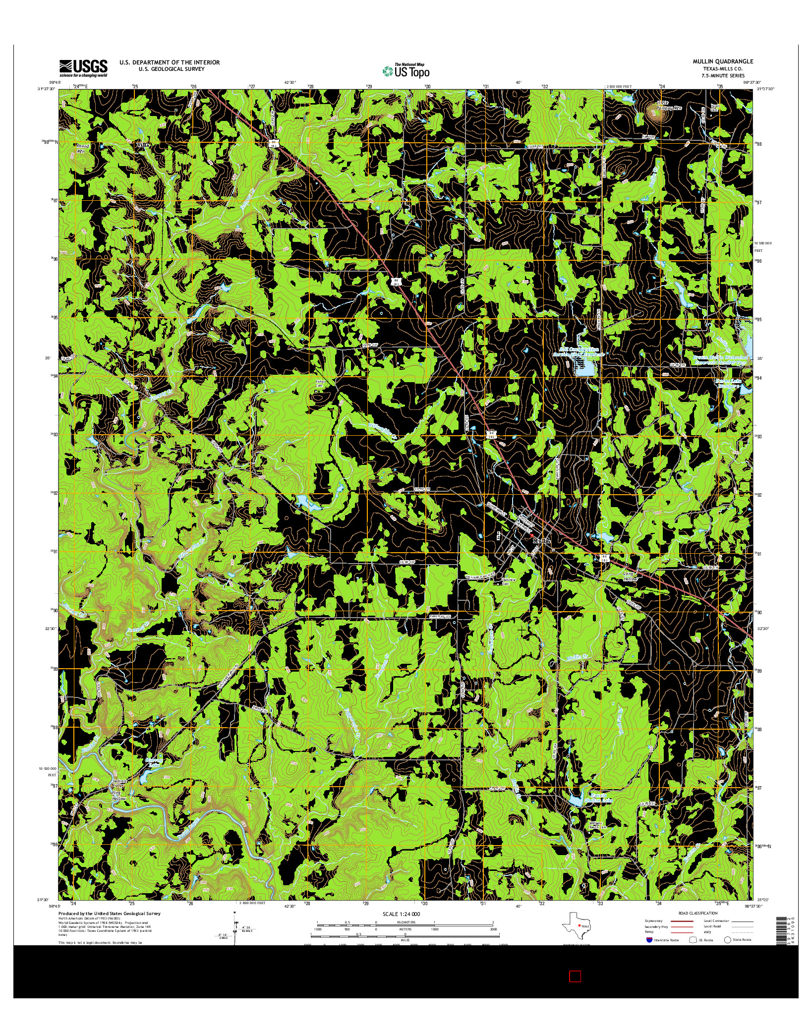 USGS US TOPO 7.5-MINUTE MAP FOR MULLIN, TX 2016