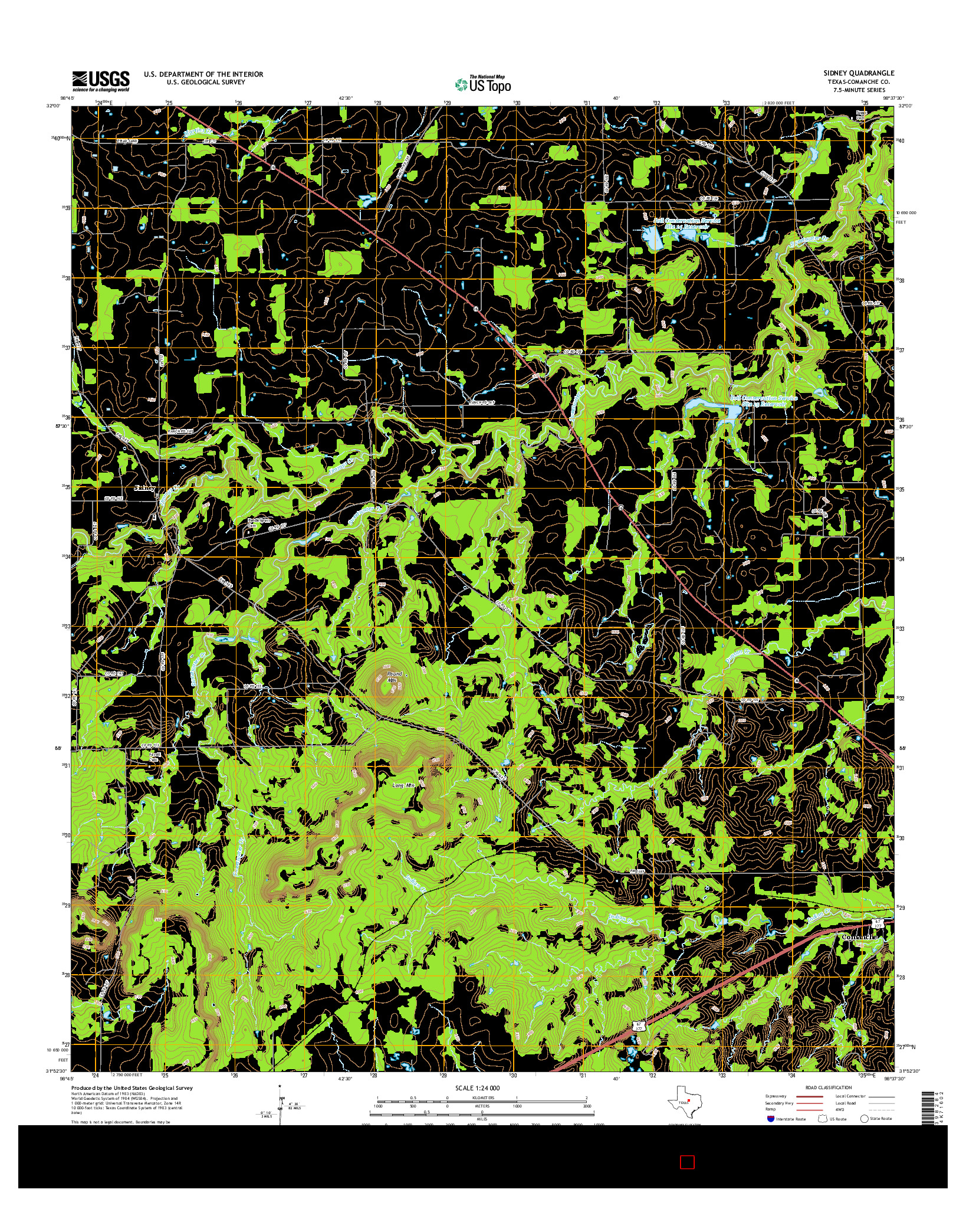 USGS US TOPO 7.5-MINUTE MAP FOR SIDNEY, TX 2016