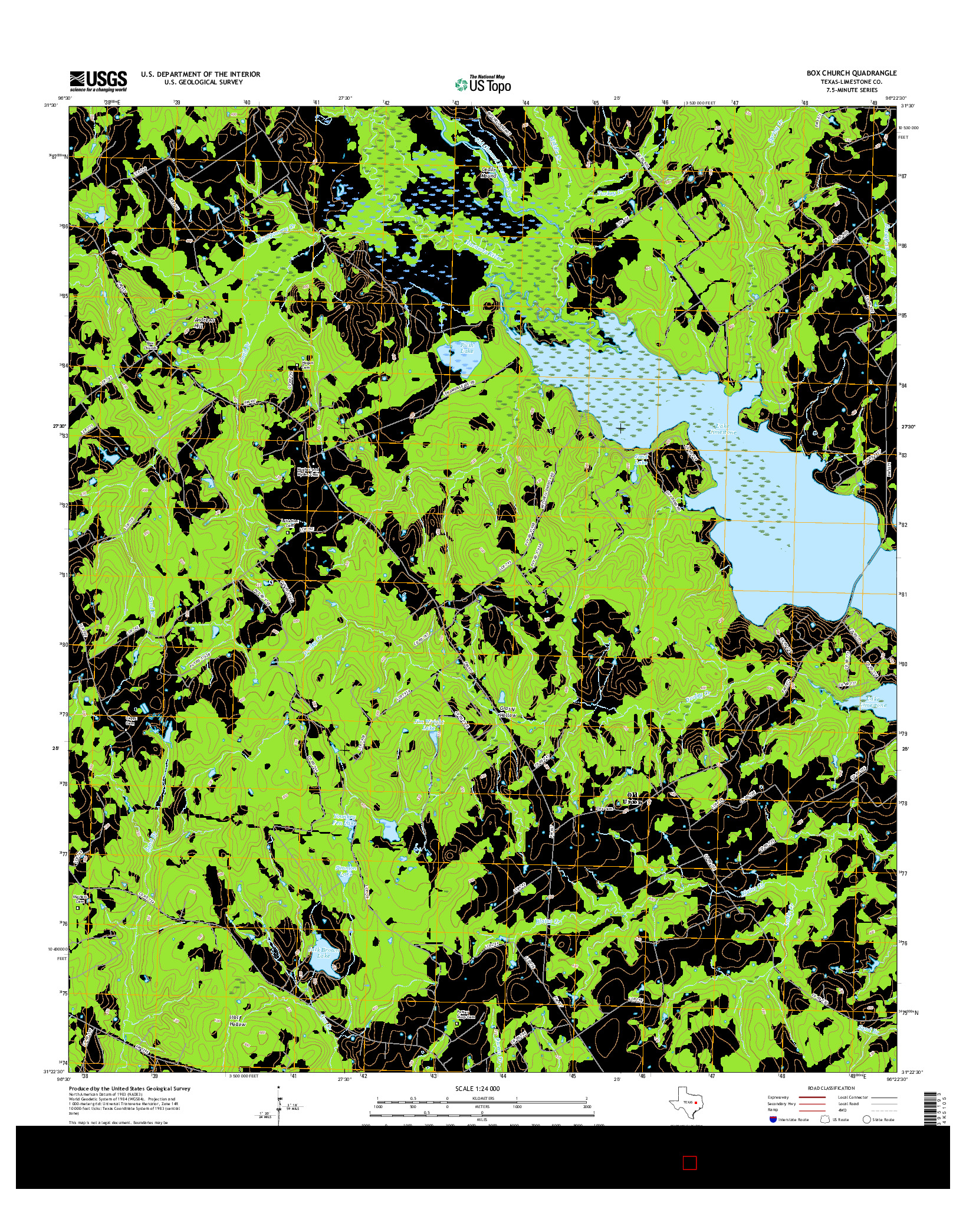 USGS US TOPO 7.5-MINUTE MAP FOR BOX CHURCH, TX 2016