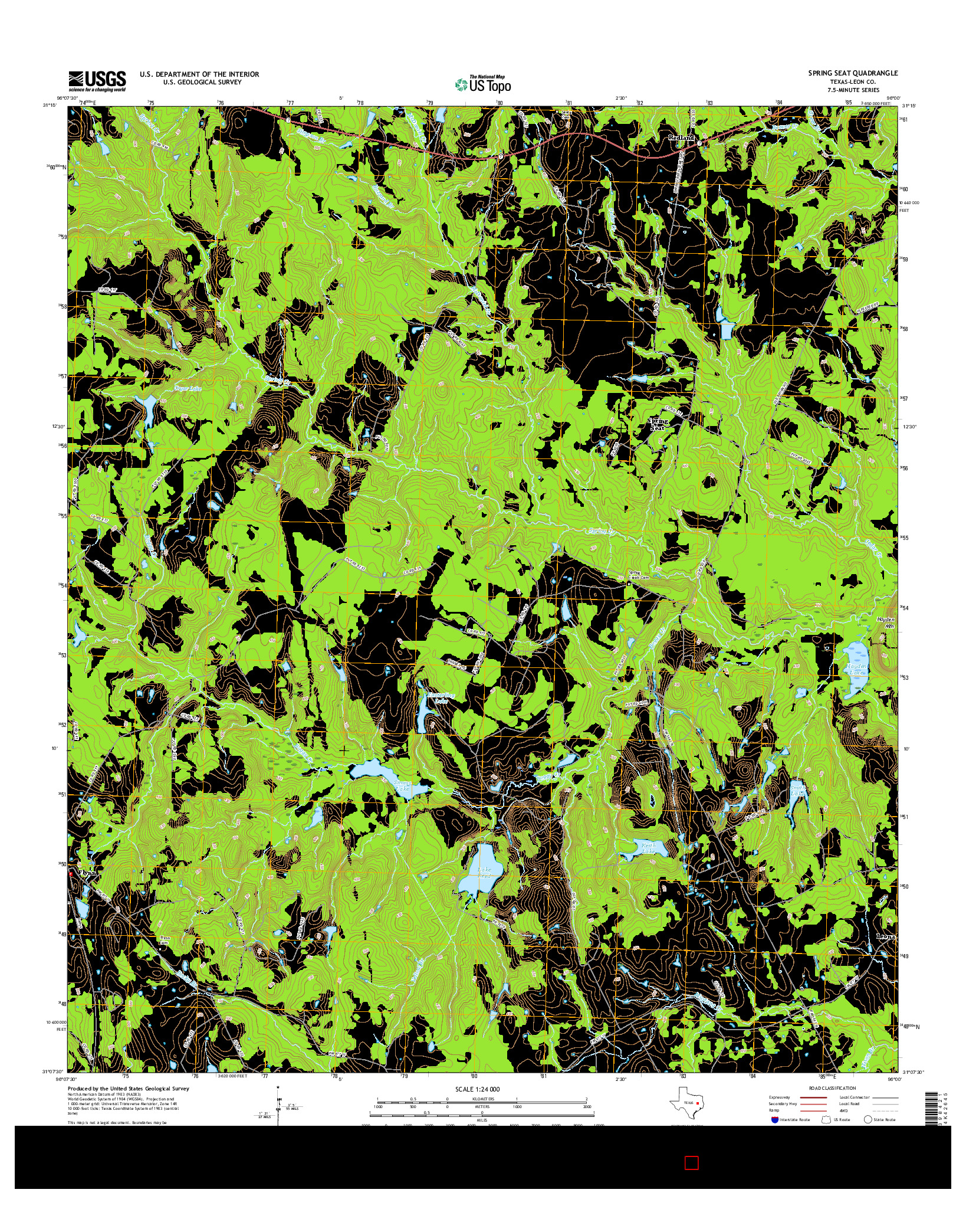 USGS US TOPO 7.5-MINUTE MAP FOR SPRING SEAT, TX 2016