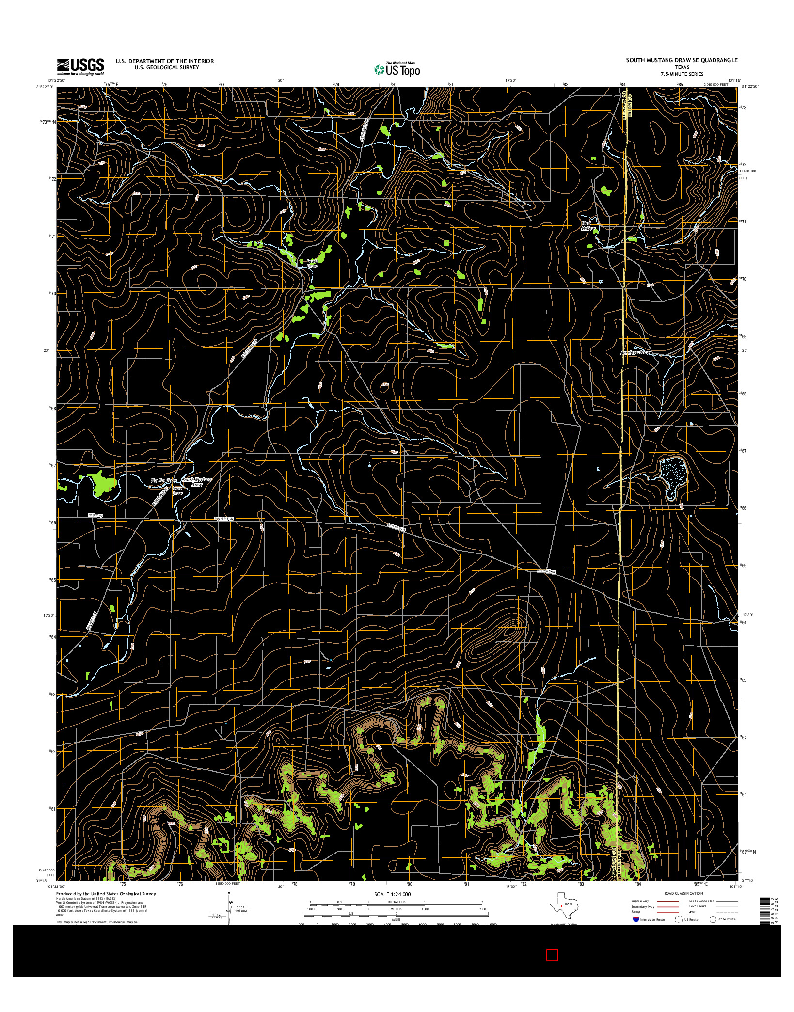 USGS US TOPO 7.5-MINUTE MAP FOR SOUTH MUSTANG DRAW SE, TX 2016