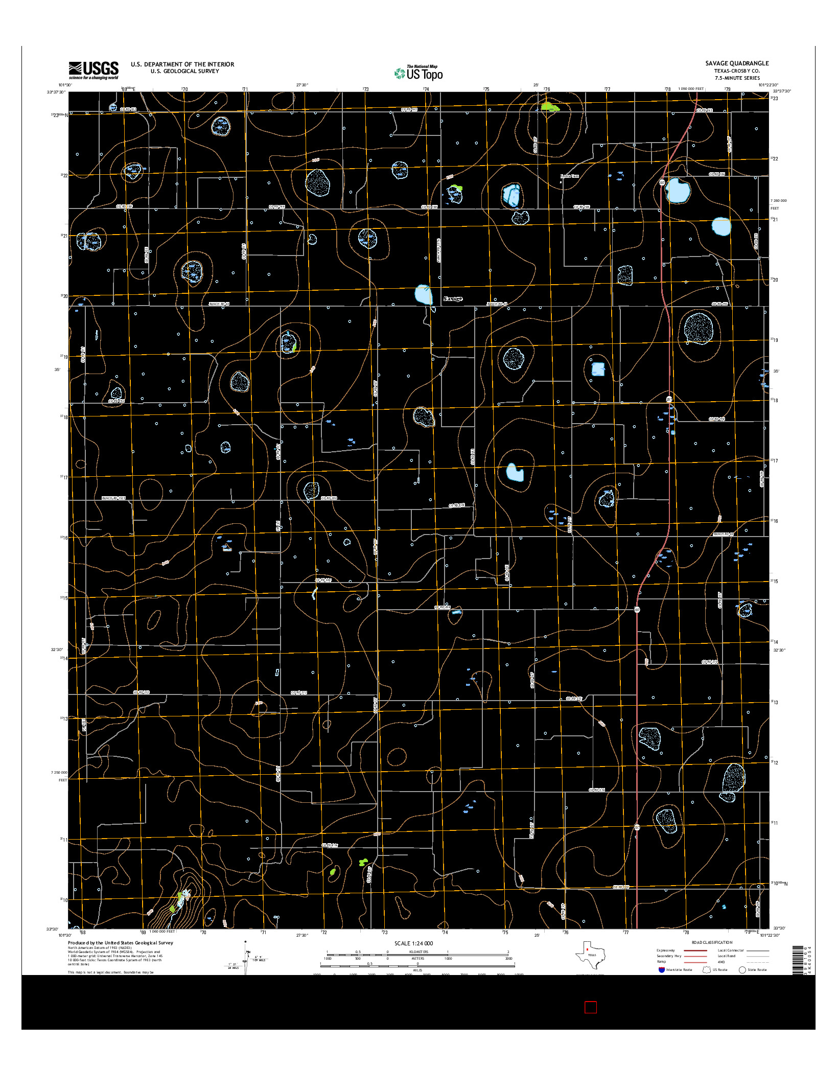 USGS US TOPO 7.5-MINUTE MAP FOR SAVAGE, TX 2016