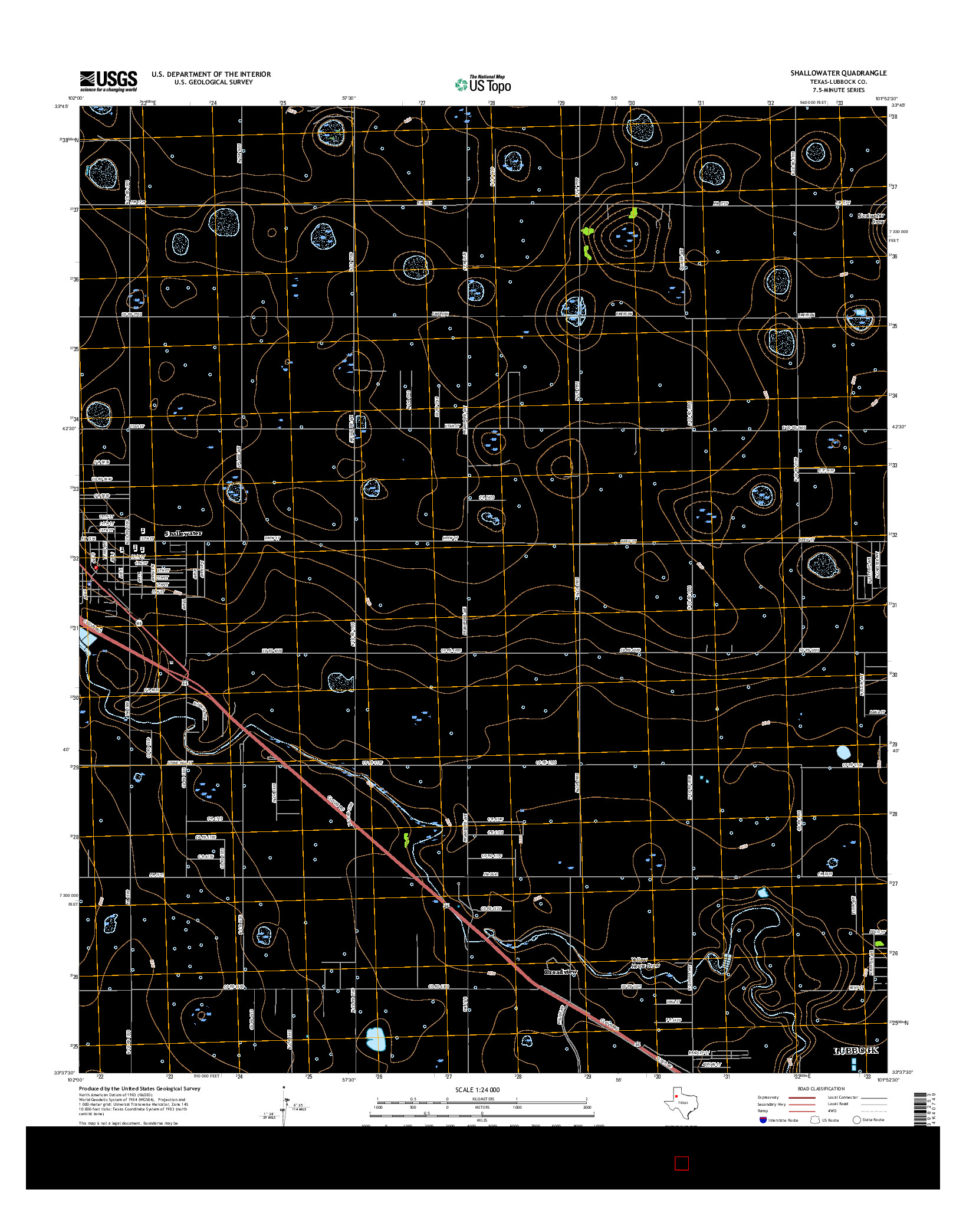 USGS US TOPO 7.5-MINUTE MAP FOR SHALLOWATER, TX 2016