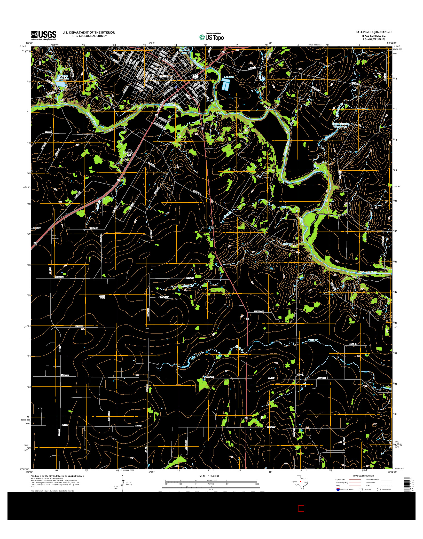 USGS US TOPO 7.5-MINUTE MAP FOR BALLINGER, TX 2016