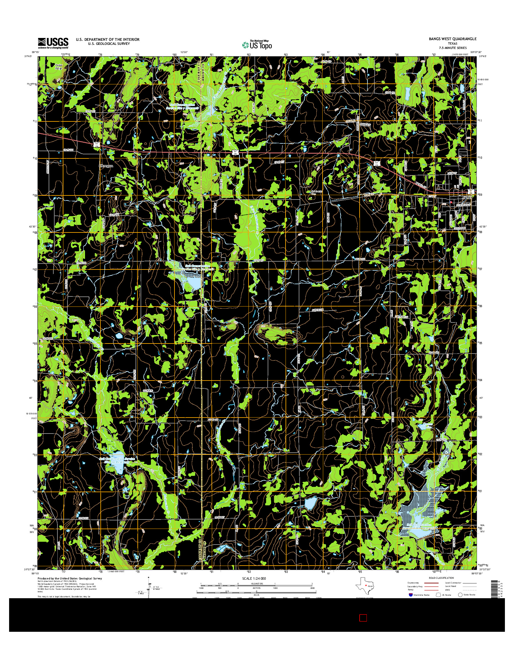 USGS US TOPO 7.5-MINUTE MAP FOR BANGS WEST, TX 2016