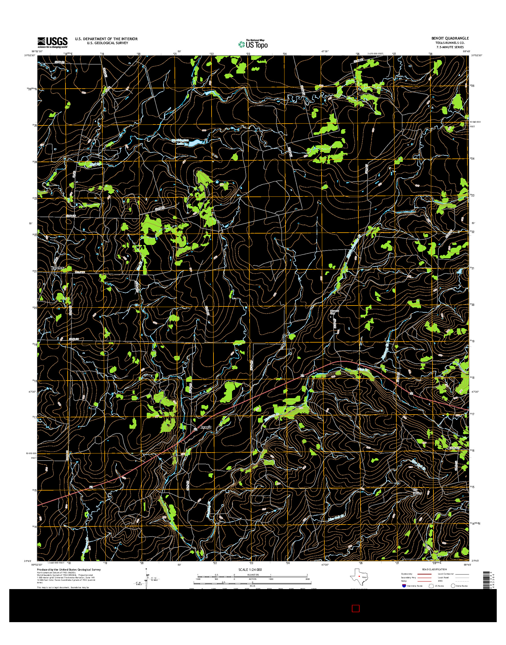 USGS US TOPO 7.5-MINUTE MAP FOR BENOIT, TX 2016