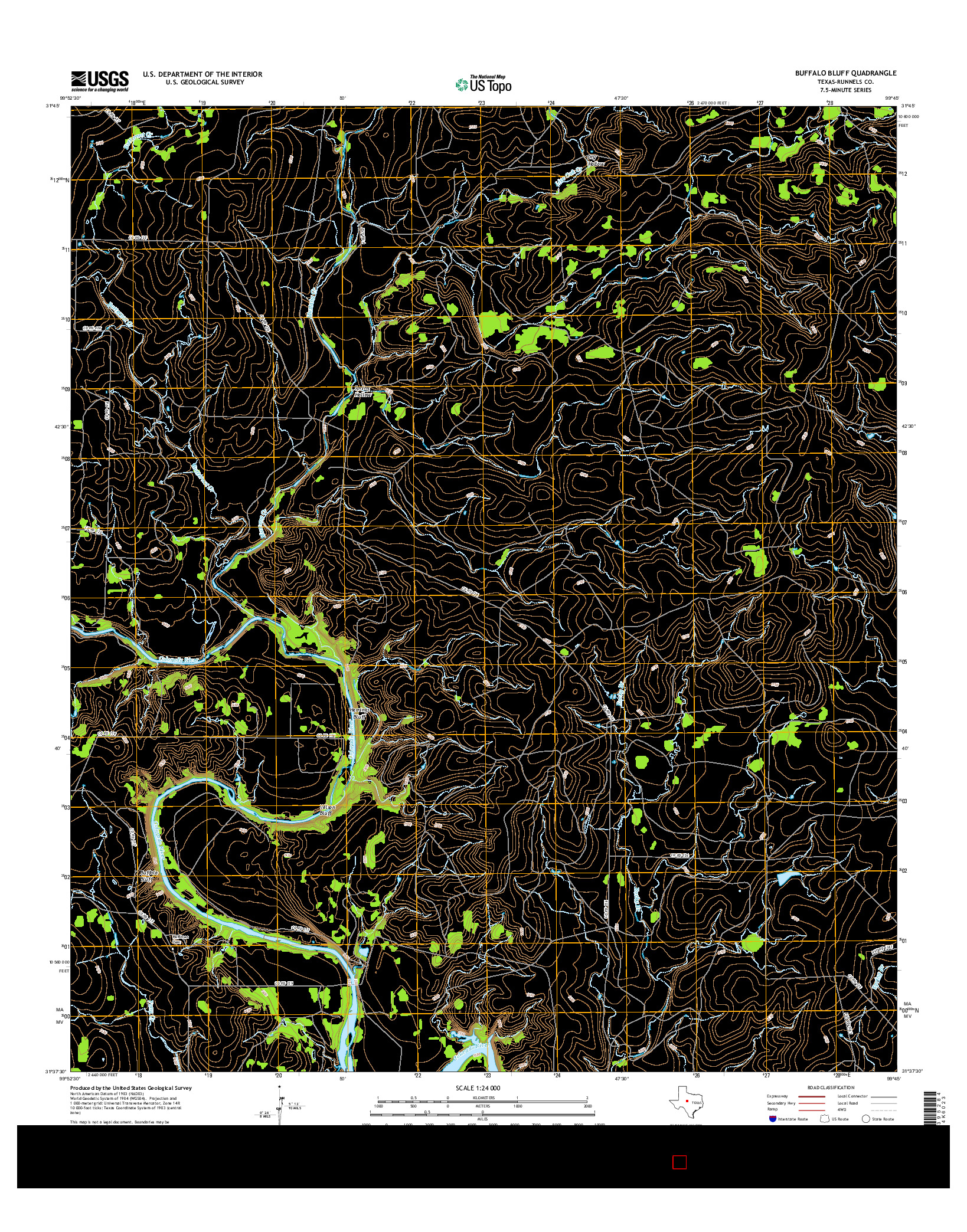 USGS US TOPO 7.5-MINUTE MAP FOR BUFFALO BLUFF, TX 2016