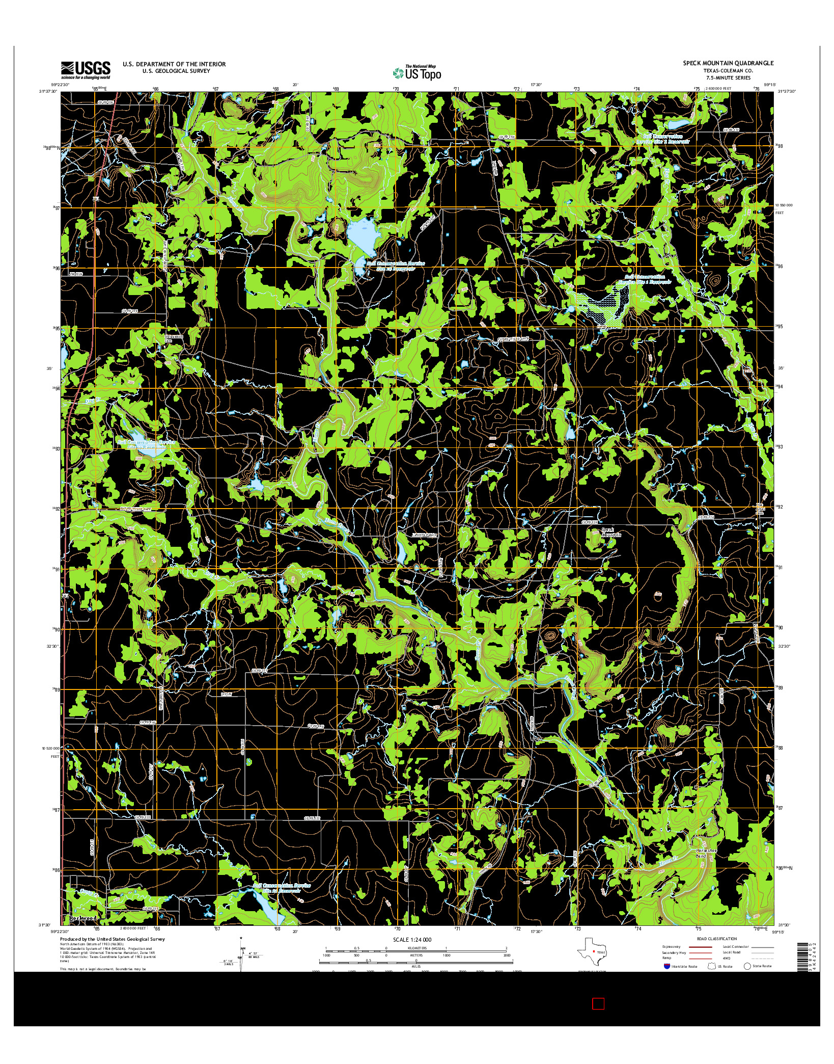 USGS US TOPO 7.5-MINUTE MAP FOR SPECK MOUNTAIN, TX 2016