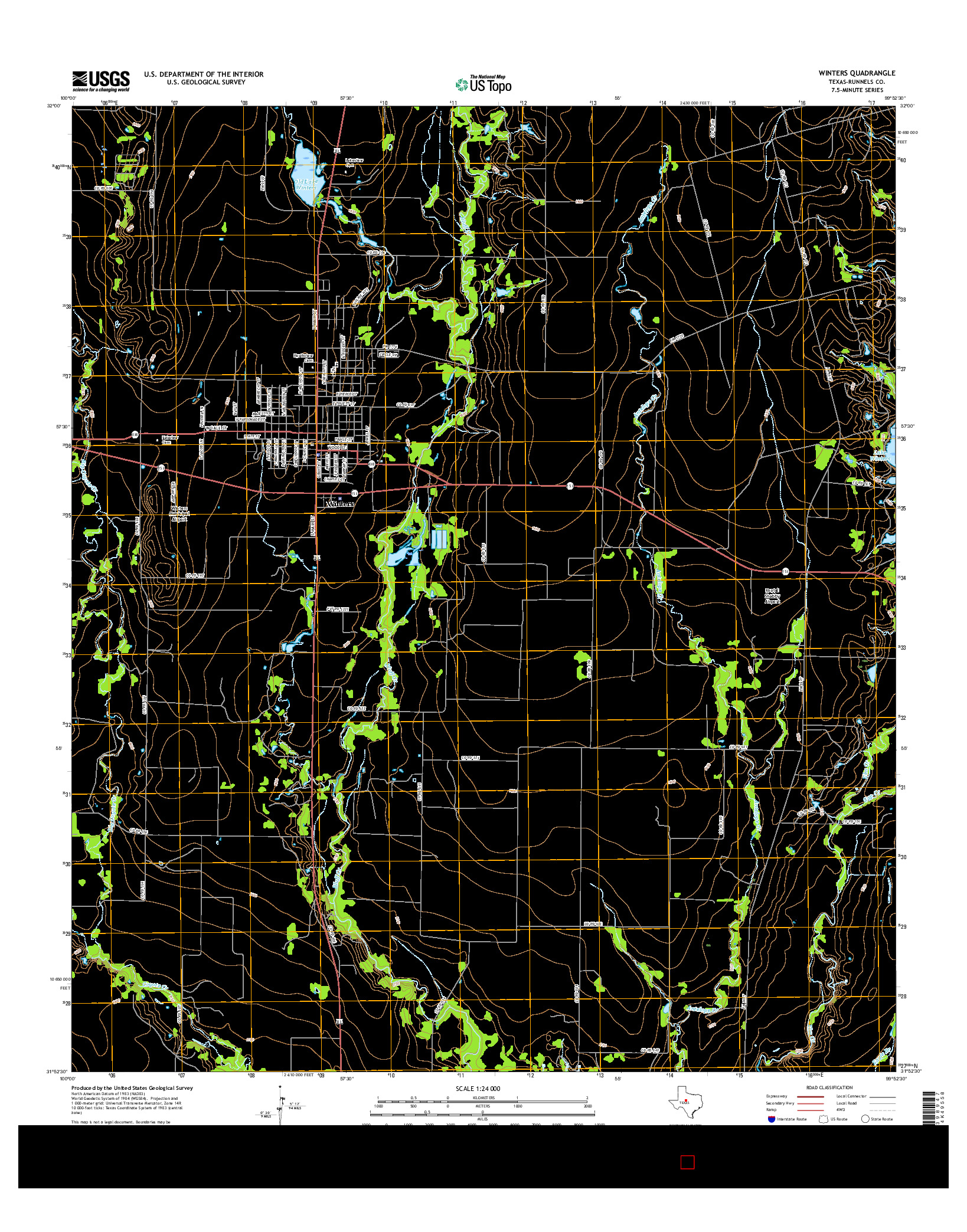 USGS US TOPO 7.5-MINUTE MAP FOR WINTERS, TX 2016