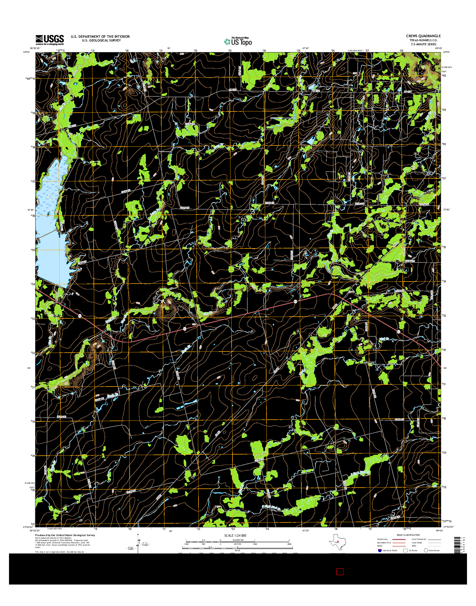 USGS US TOPO 7.5-MINUTE MAP FOR CREWS, TX 2016