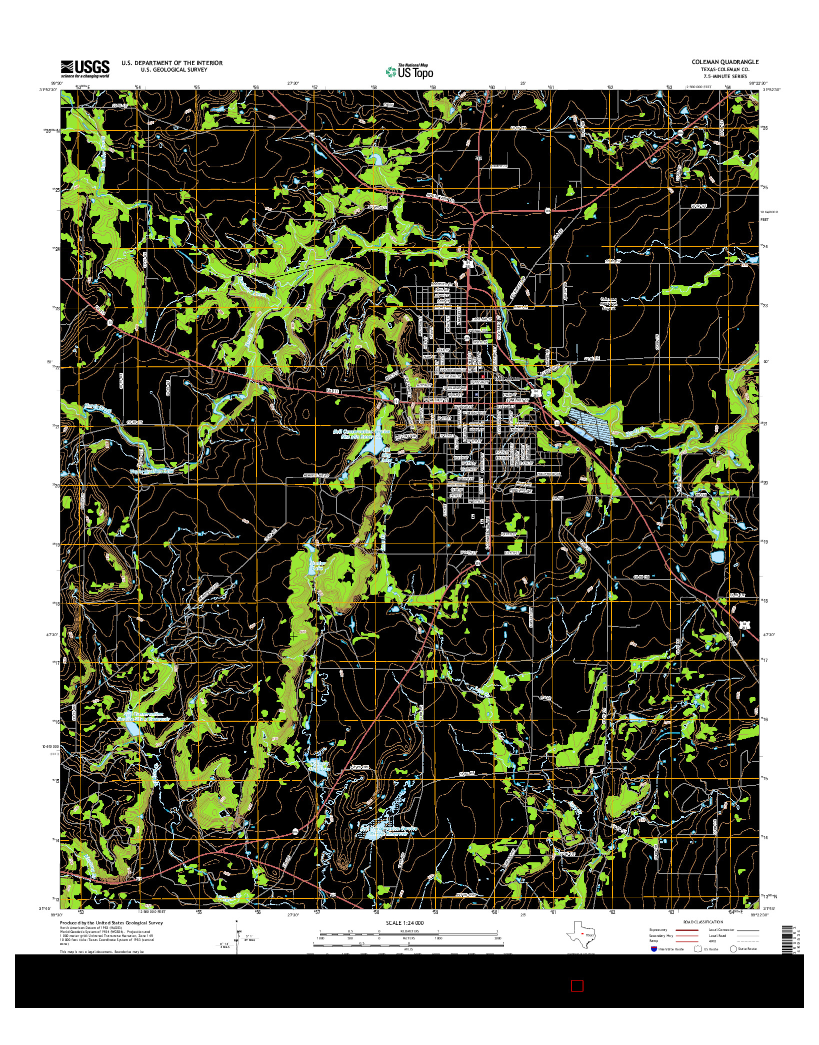 USGS US TOPO 7.5-MINUTE MAP FOR COLEMAN, TX 2016