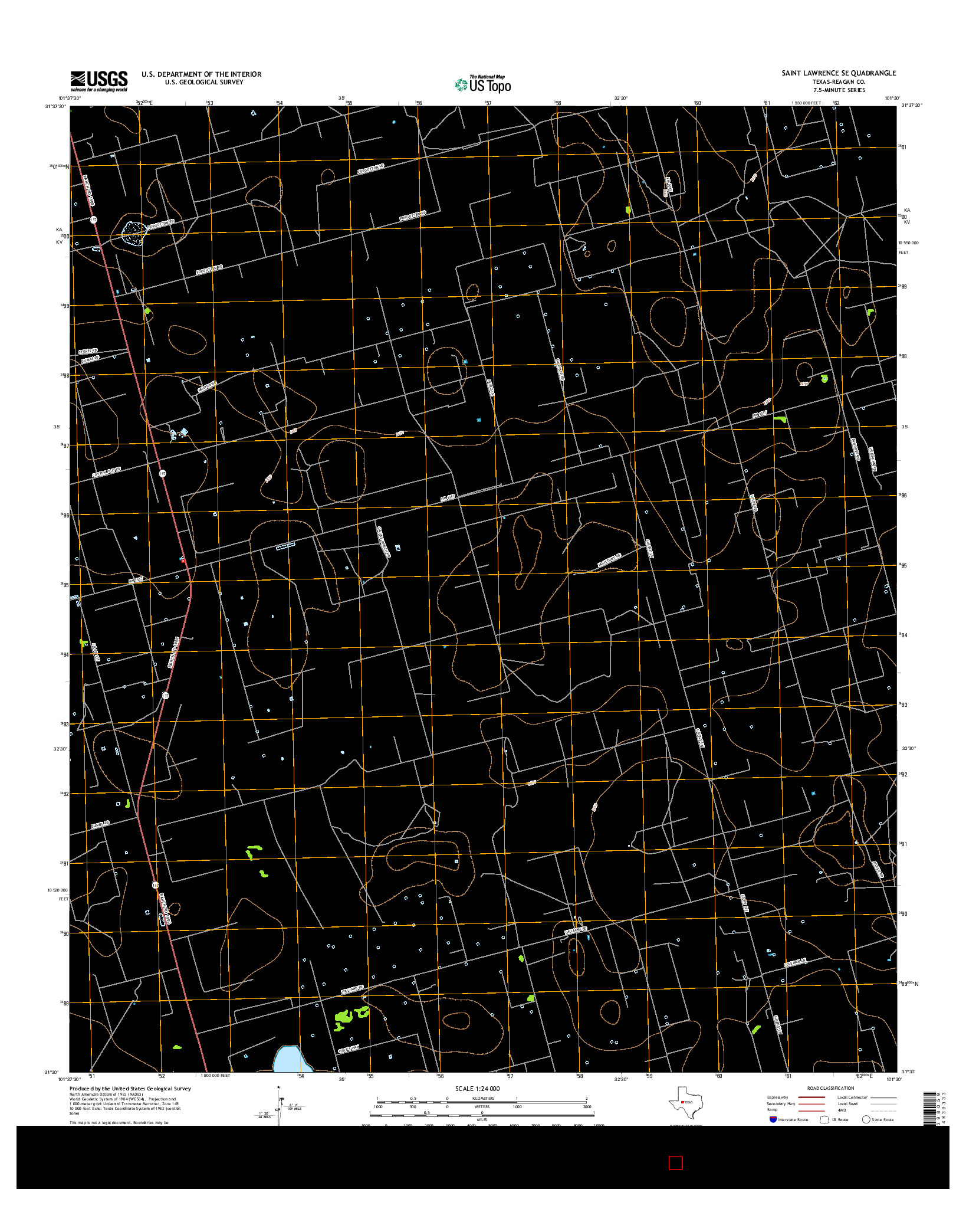 USGS US TOPO 7.5-MINUTE MAP FOR SAINT LAWRENCE SE, TX 2016