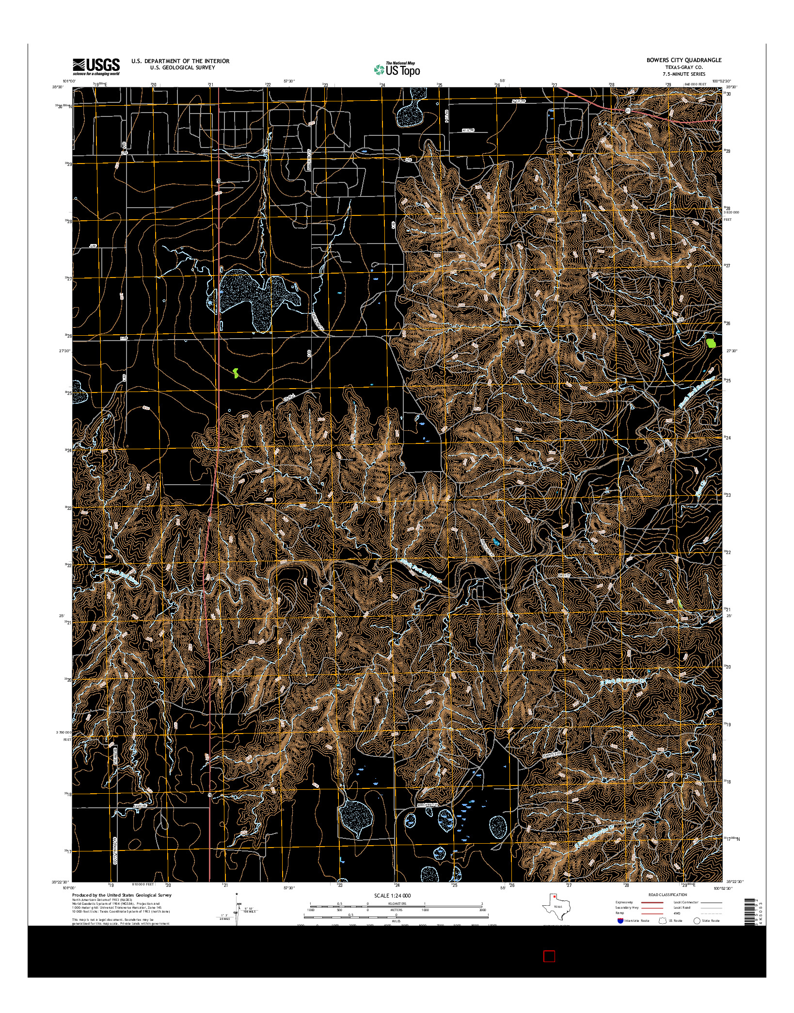 USGS US TOPO 7.5-MINUTE MAP FOR BOWERS CITY, TX 2016
