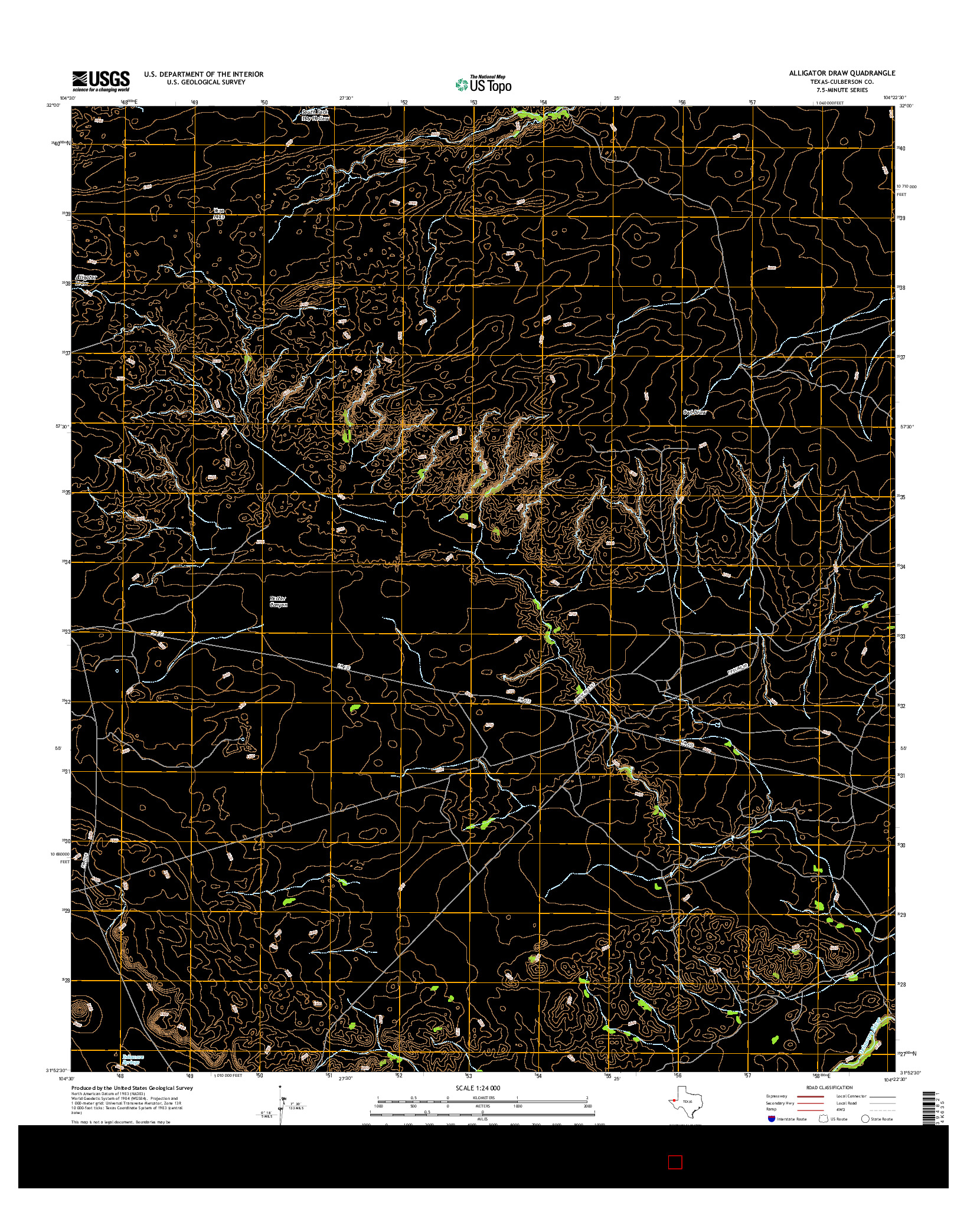 USGS US TOPO 7.5-MINUTE MAP FOR ALLIGATOR DRAW, TX 2016