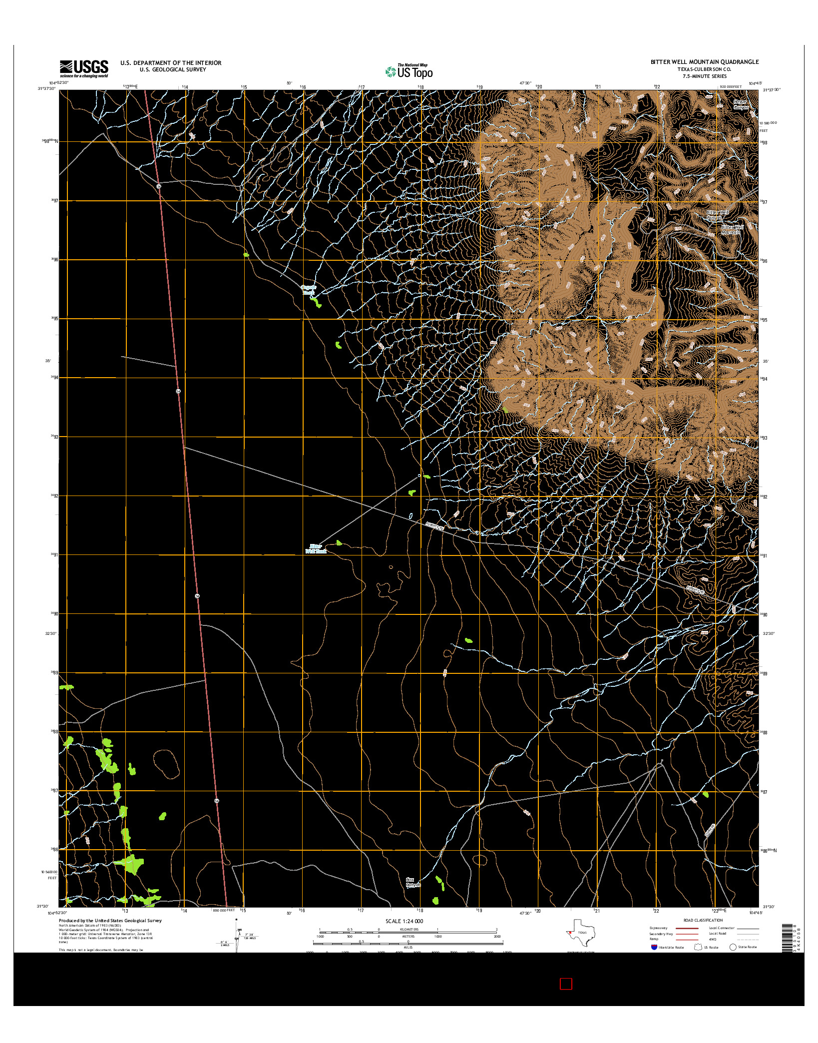 USGS US TOPO 7.5-MINUTE MAP FOR BITTER WELL MOUNTAIN, TX 2016