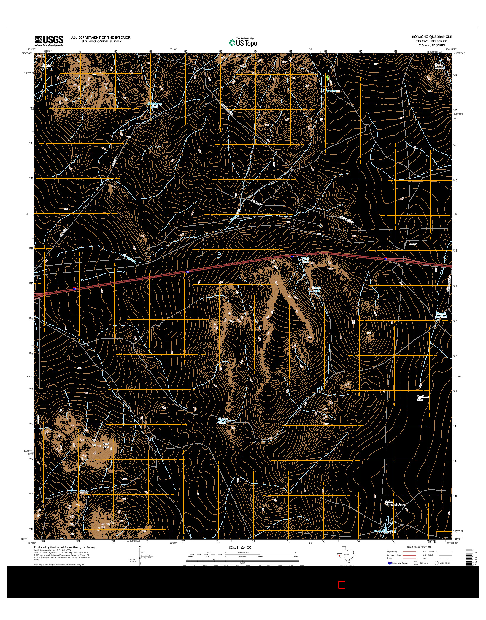 USGS US TOPO 7.5-MINUTE MAP FOR BORACHO, TX 2016