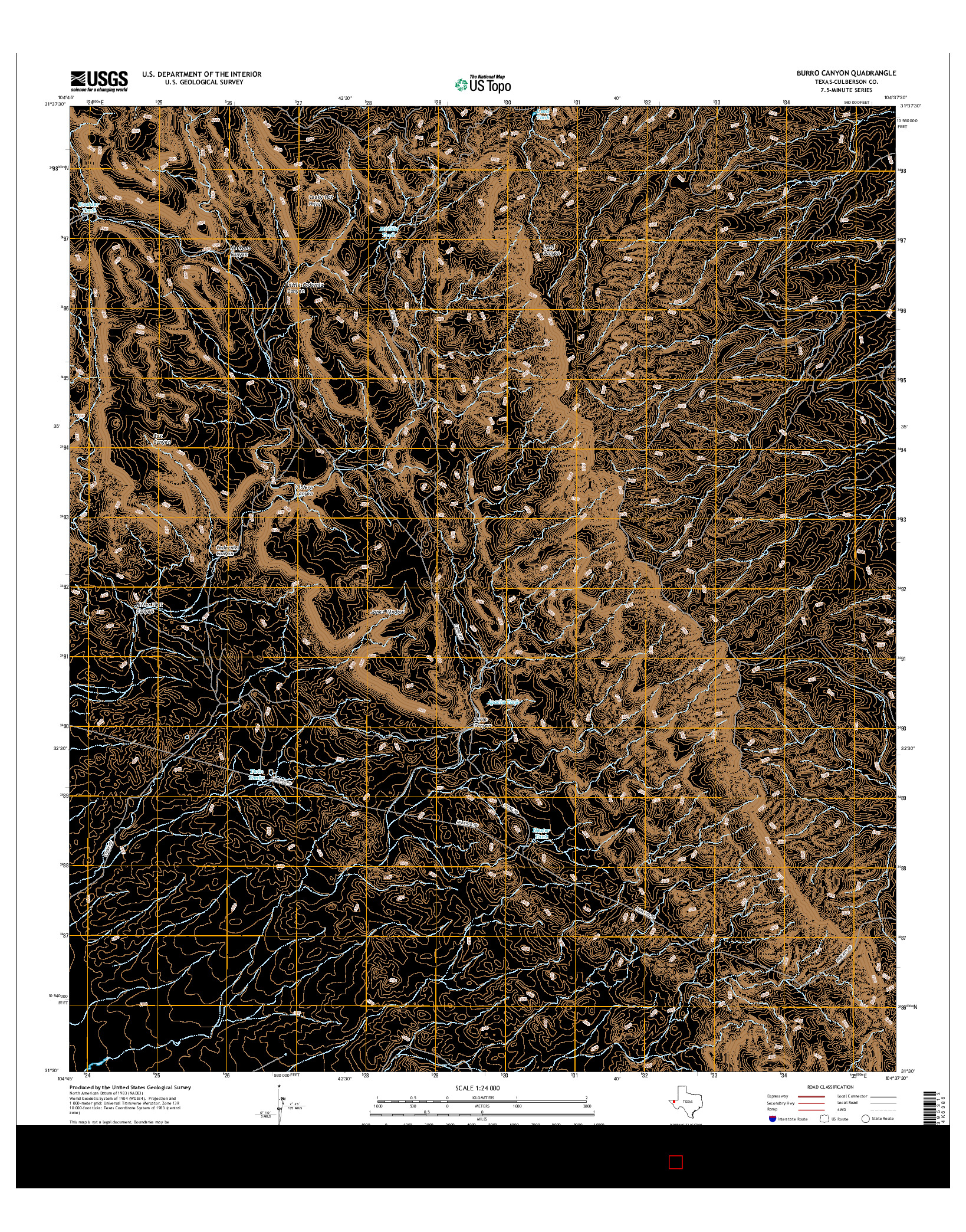 USGS US TOPO 7.5-MINUTE MAP FOR BURRO CANYON, TX 2016