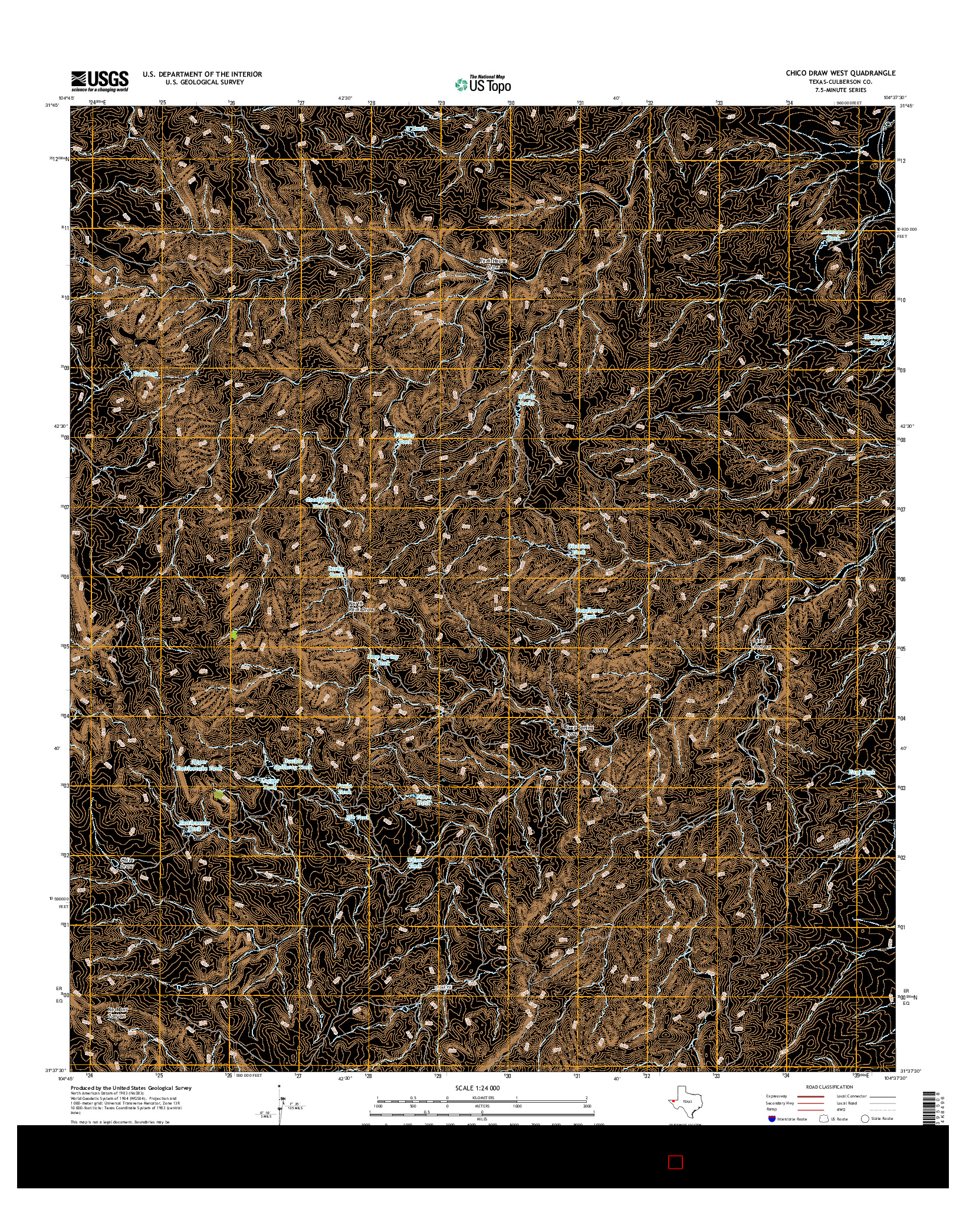 USGS US TOPO 7.5-MINUTE MAP FOR CHICO DRAW WEST, TX 2016