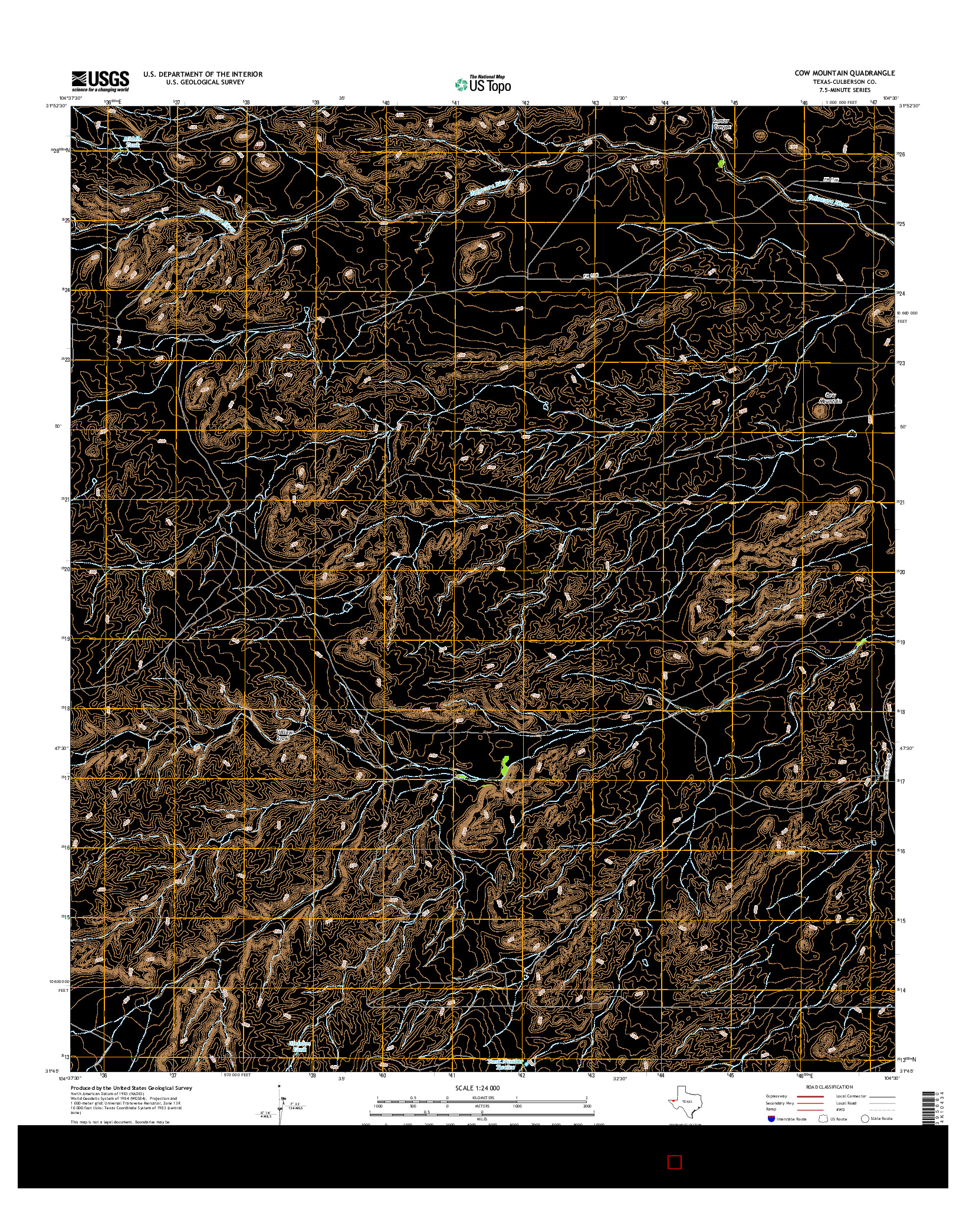 USGS US TOPO 7.5-MINUTE MAP FOR COW MOUNTAIN, TX 2016