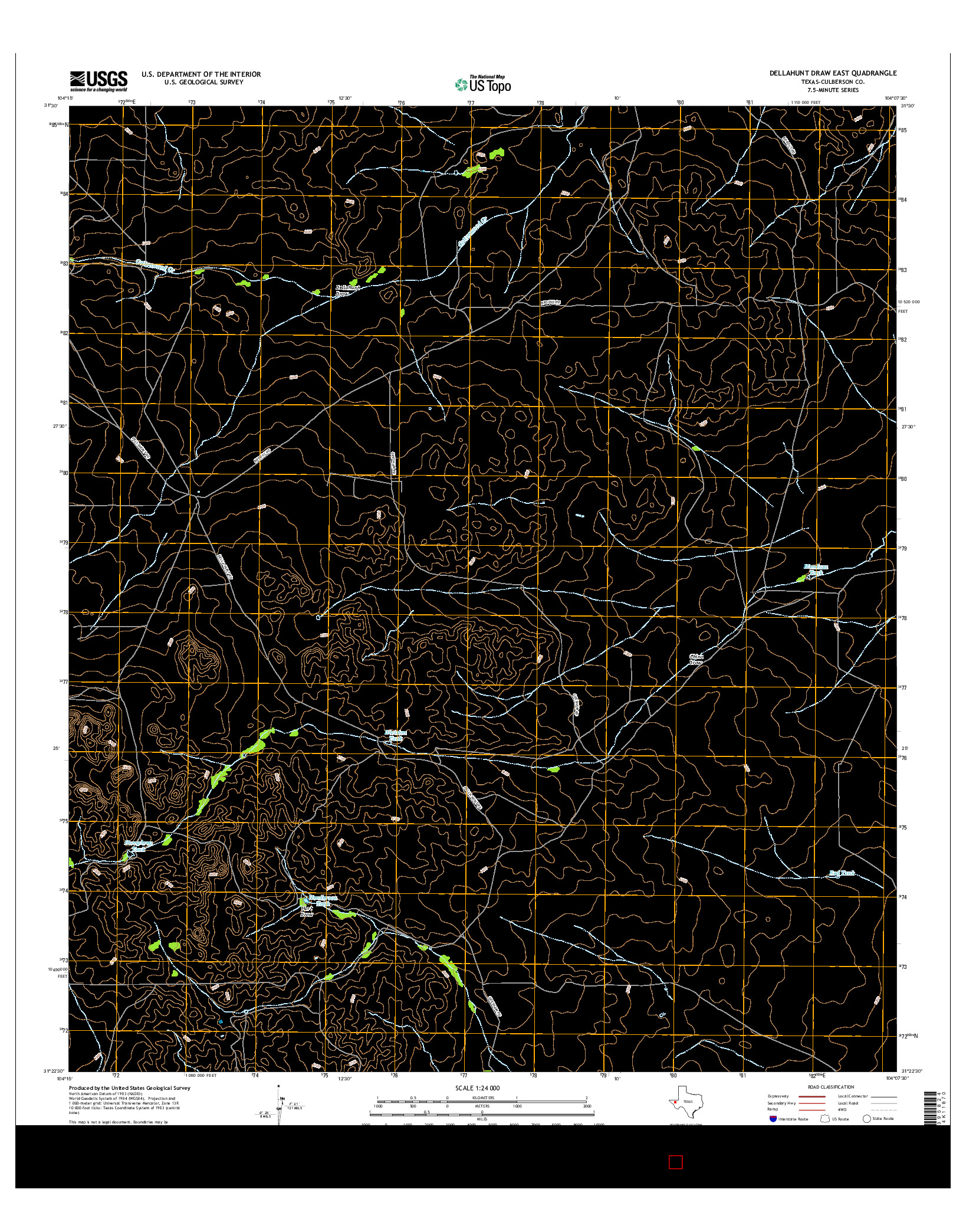 USGS US TOPO 7.5-MINUTE MAP FOR DELLAHUNT DRAW EAST, TX 2016